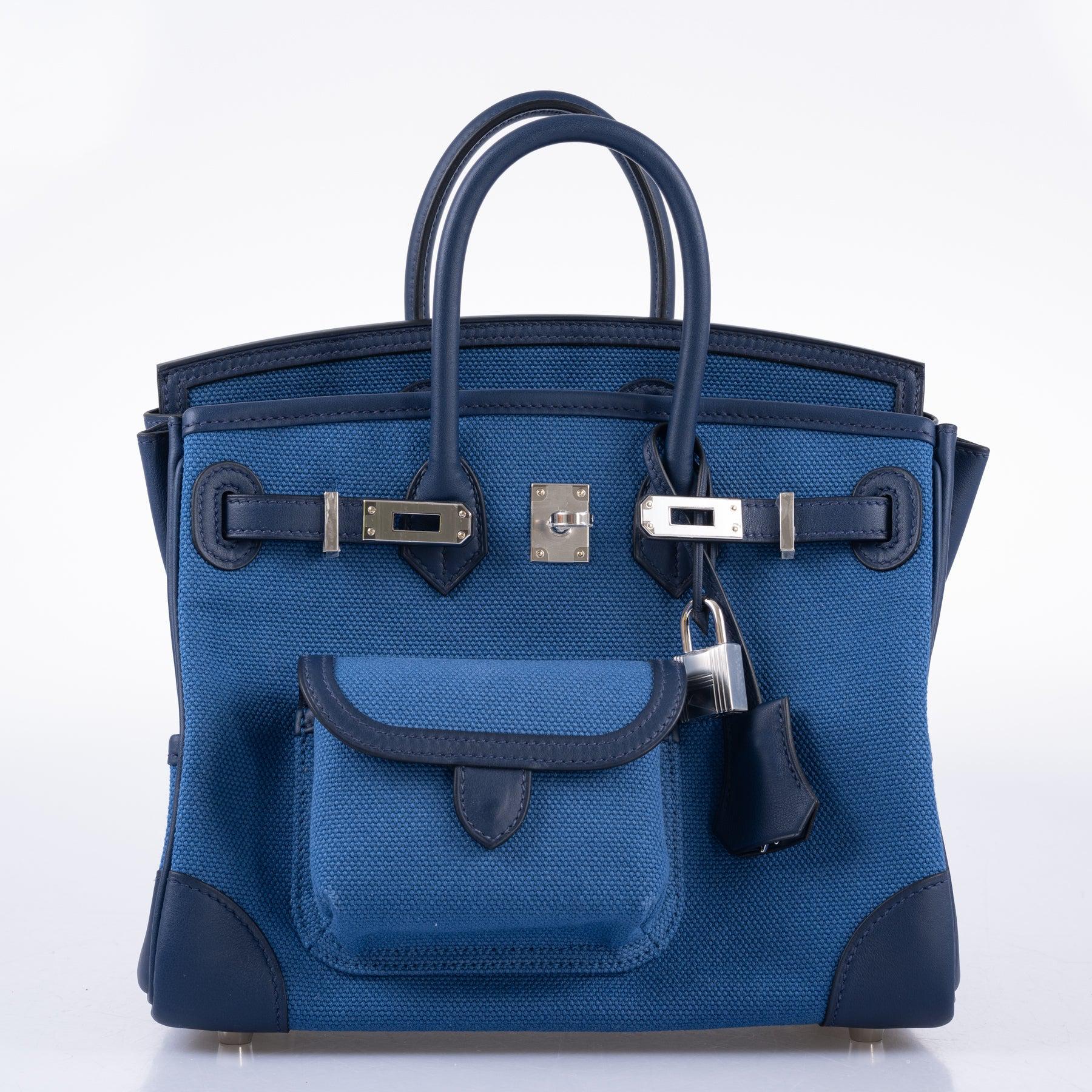 Hermès Cargo Birkin 25 Blue Egee Toile Goeland & Navy Swift Palladium Hardware