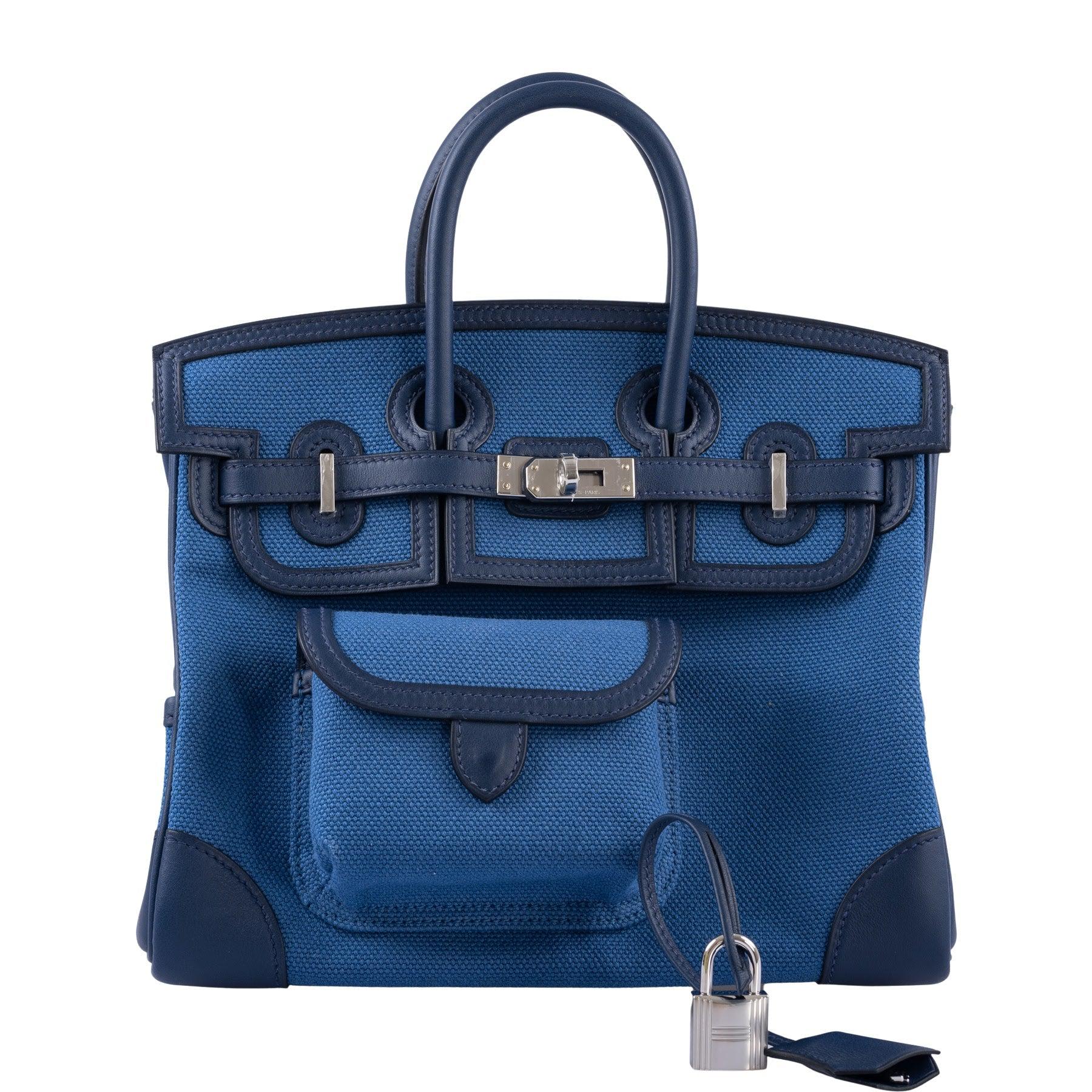 Hermès Cargo Birkin 25 Blue Egee Toile Goeland & Navy Swift Palladium Hardware