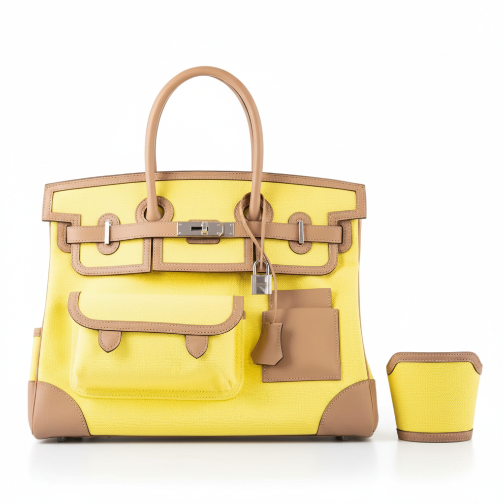 Hermès Cargo Birkin 35 Chai Swift and Jaune Citron Toile Goeland Palladium Hardware