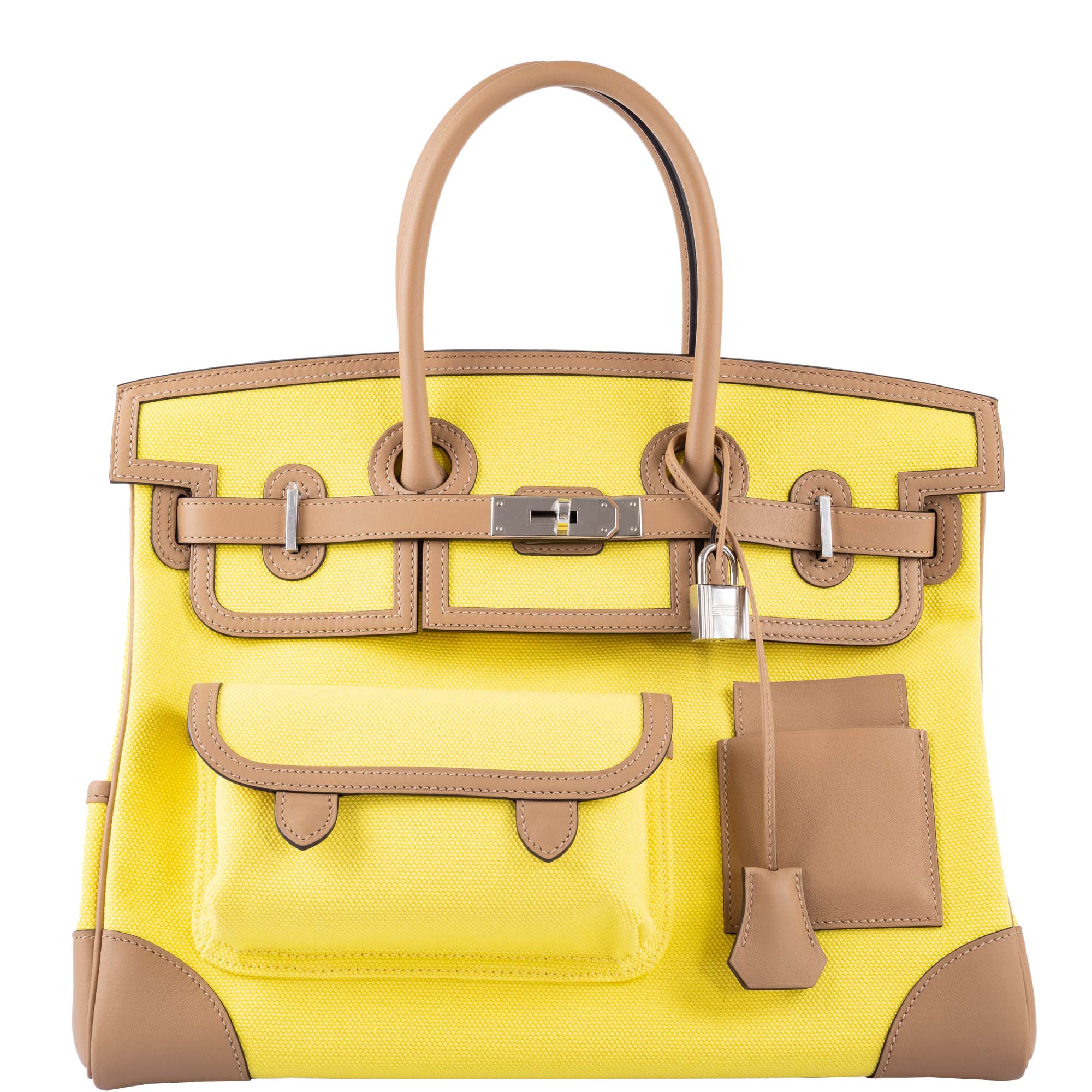 HERMES 衣装袋 Hermès Cargo Birkin 35 Chai Swift and Jaune Citron Toile Goeland