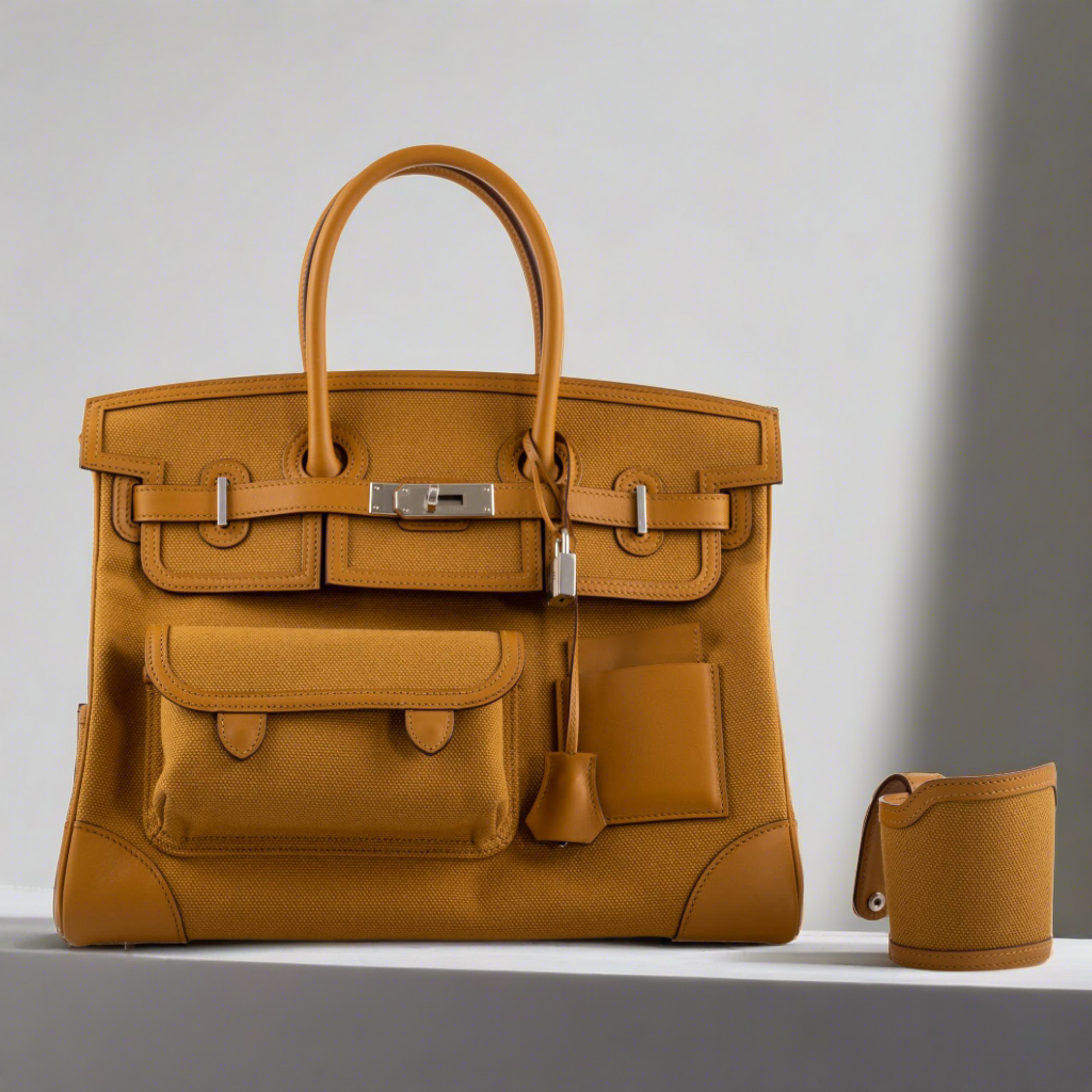 Hermès Cargo Birkin 35 Sesame Swift and Toile Goeland Palladium Hardware