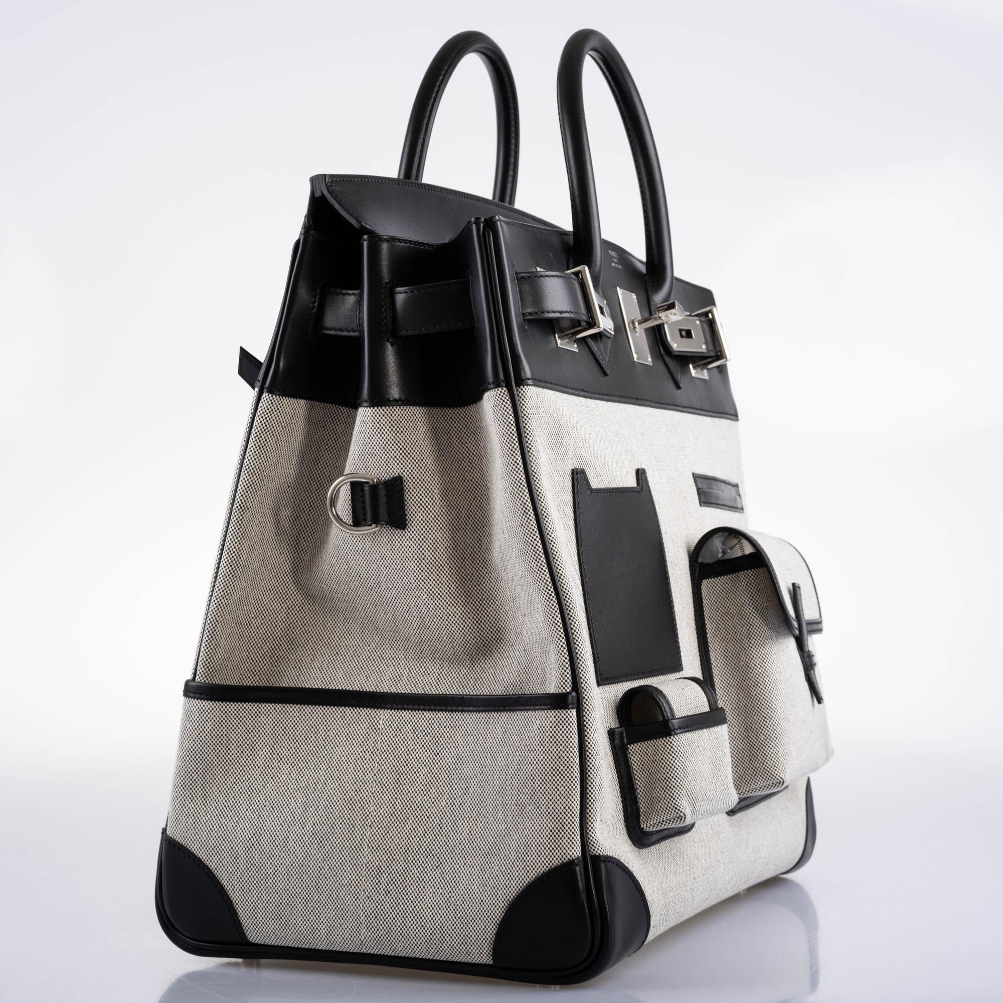 Hermès Cargo HAC Birkin 40 Black Box and Toile Palladium Hardware