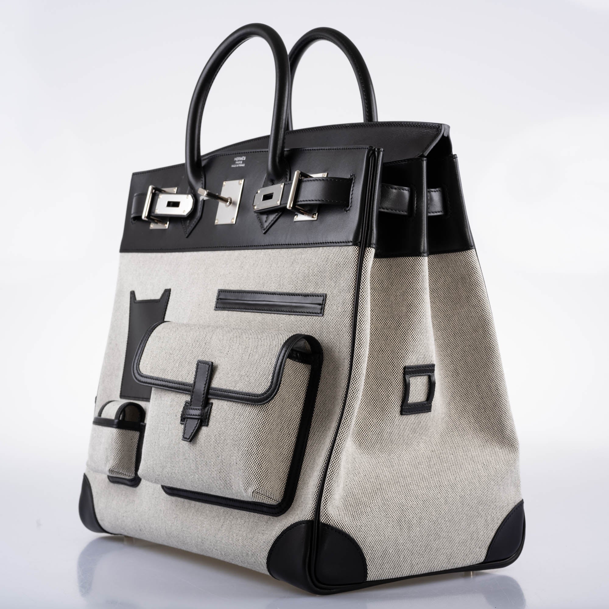 Hermès Cargo HAC Birkin 40 Black Box and Toile Palladium Hardware