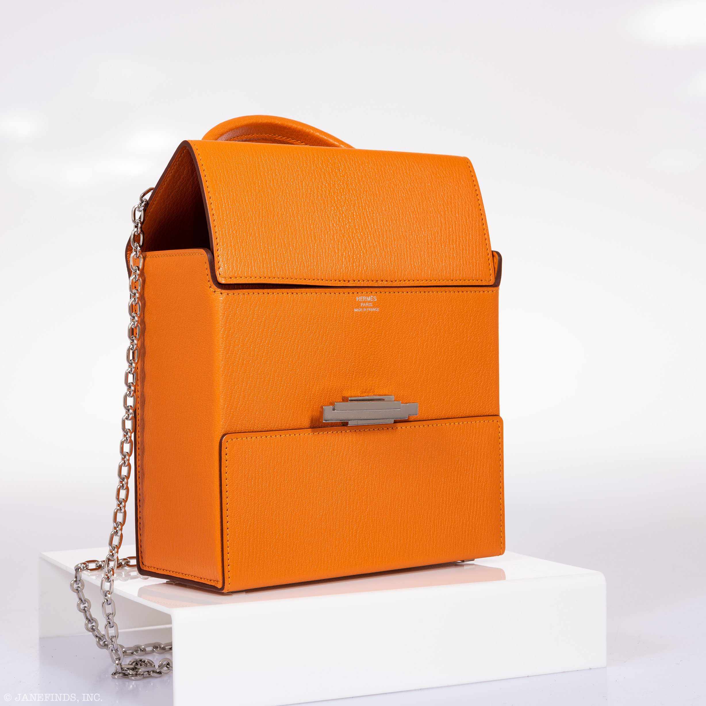 Hermes Cinhetic Bag Abricot Chevre Mysore Palladium Hardware