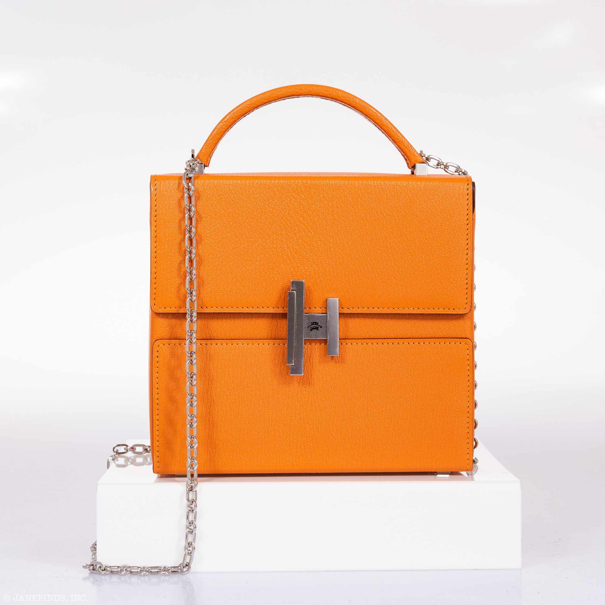 Hermes Cinhetic Bag Abricot Chevre Mysore Palladium Hardware