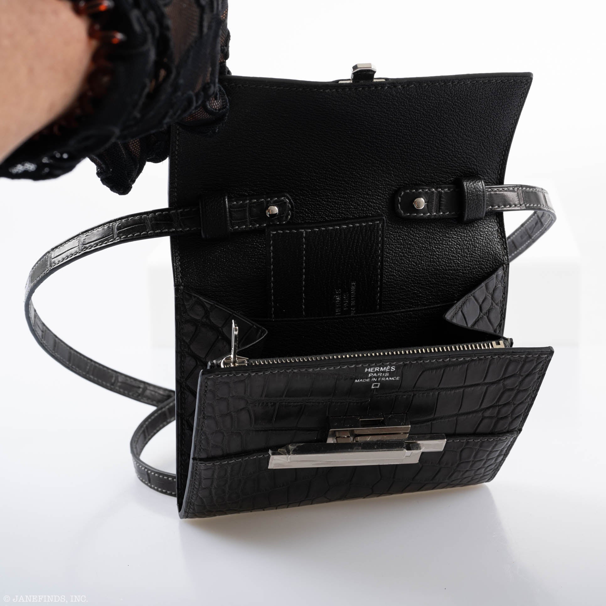 Hermès Cinhetic Wallet Matte Graphite Alligator Palladium Hardware