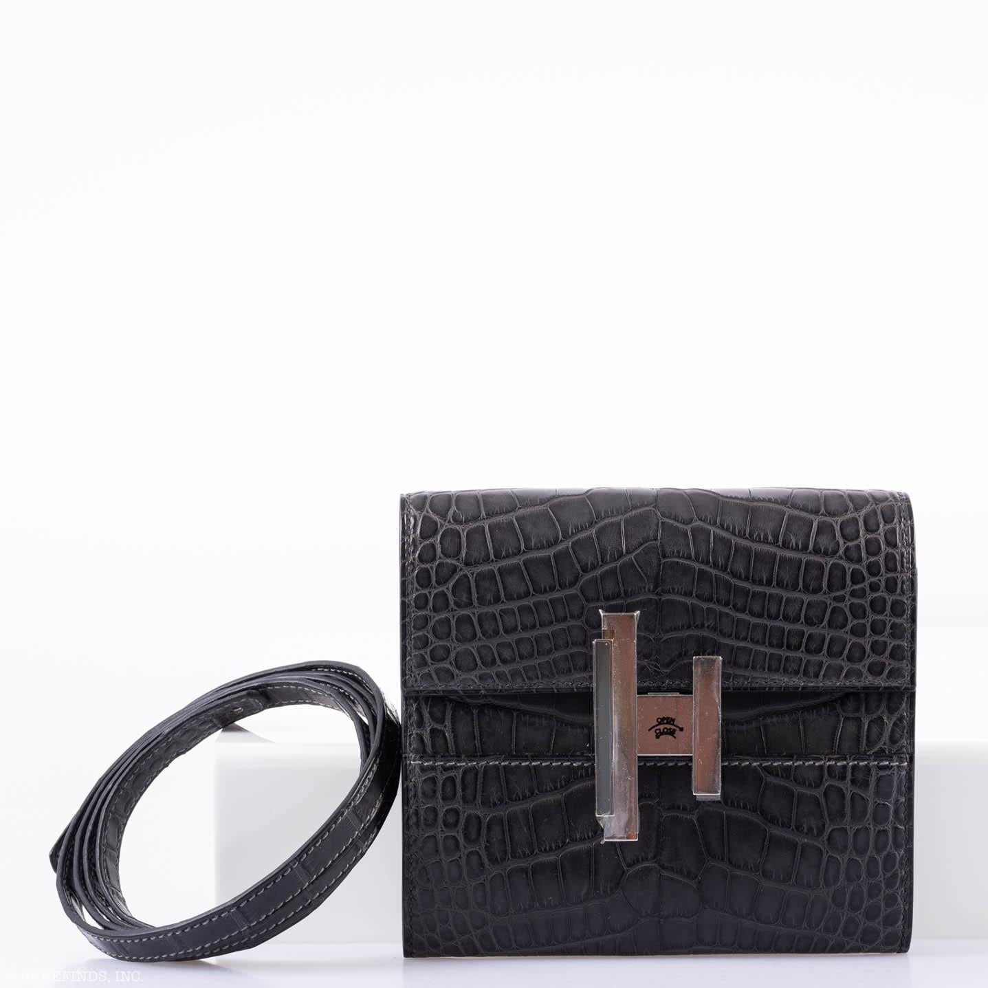 Hermès Cinhetic Wallet Matte Graphite Alligator Palladium Hardware