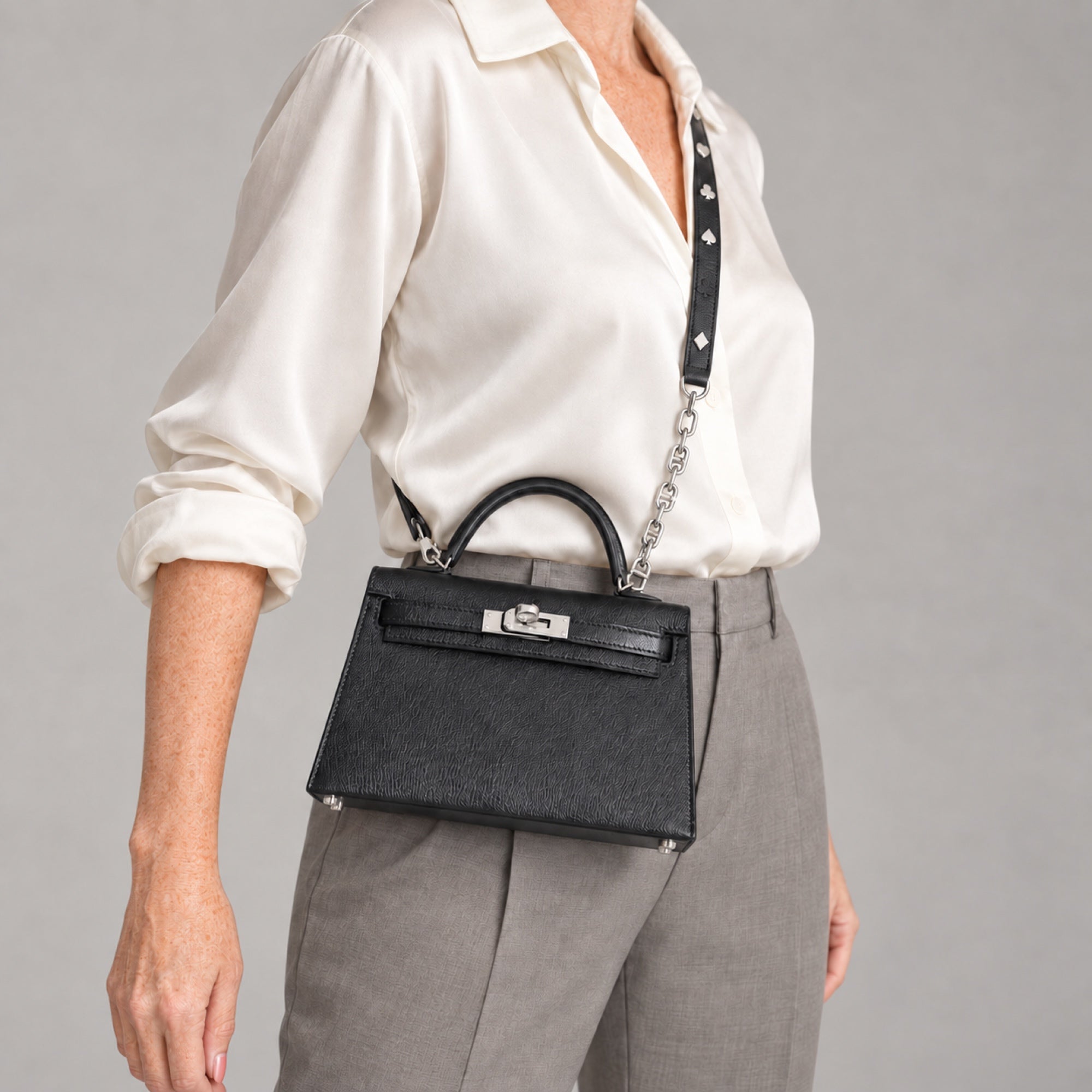 Hermès Clou de Coeur Kelly 20 Mini II Sellier Noir Chèvre Chamkila