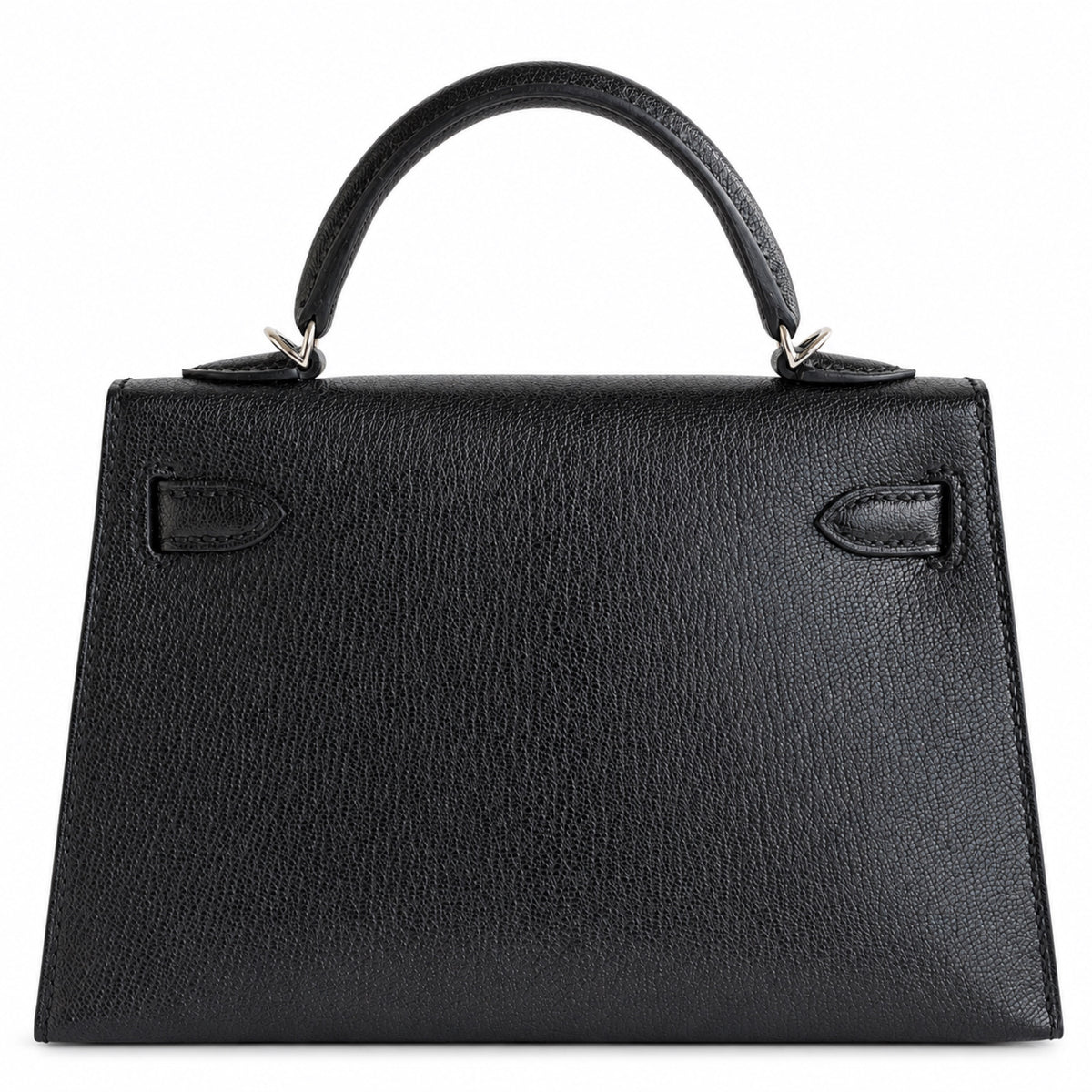 Hermès Clou de Coeur Kelly 20 Mini II Sellier Noir Chèvre Chamkila Palladium Hardware, back view