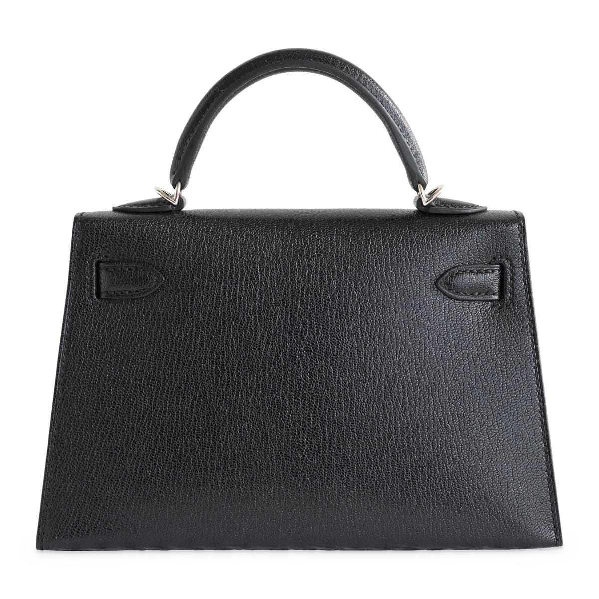 Hermès Clou de Coeur Kelly 20 Mini II Sellier Noir Chèvre Chamkila Palladium Hardware, back view