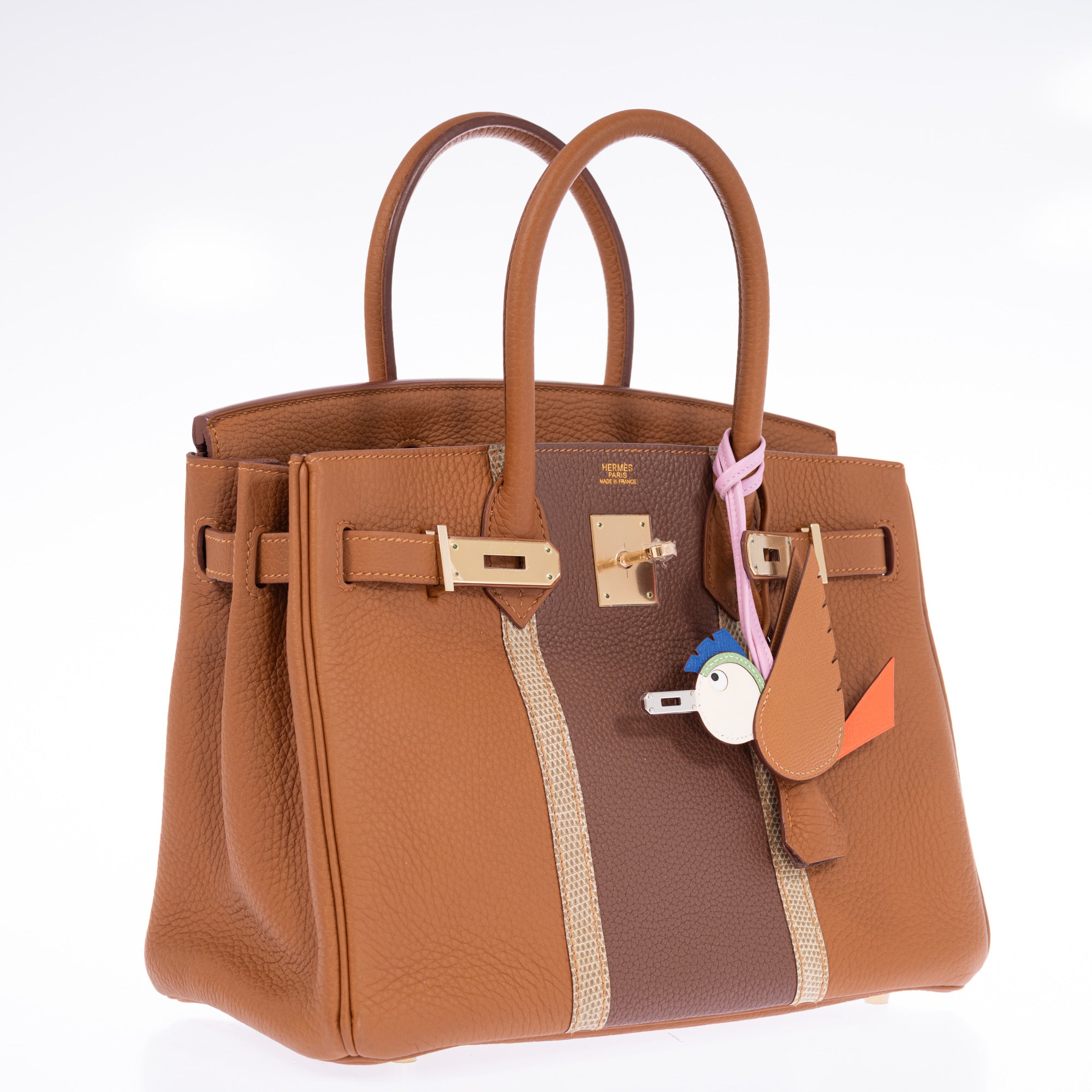 Hermès Club Birkin 30 Gold Clémence Marron d'Inde Ficelle Lizard Permabrass Hardware