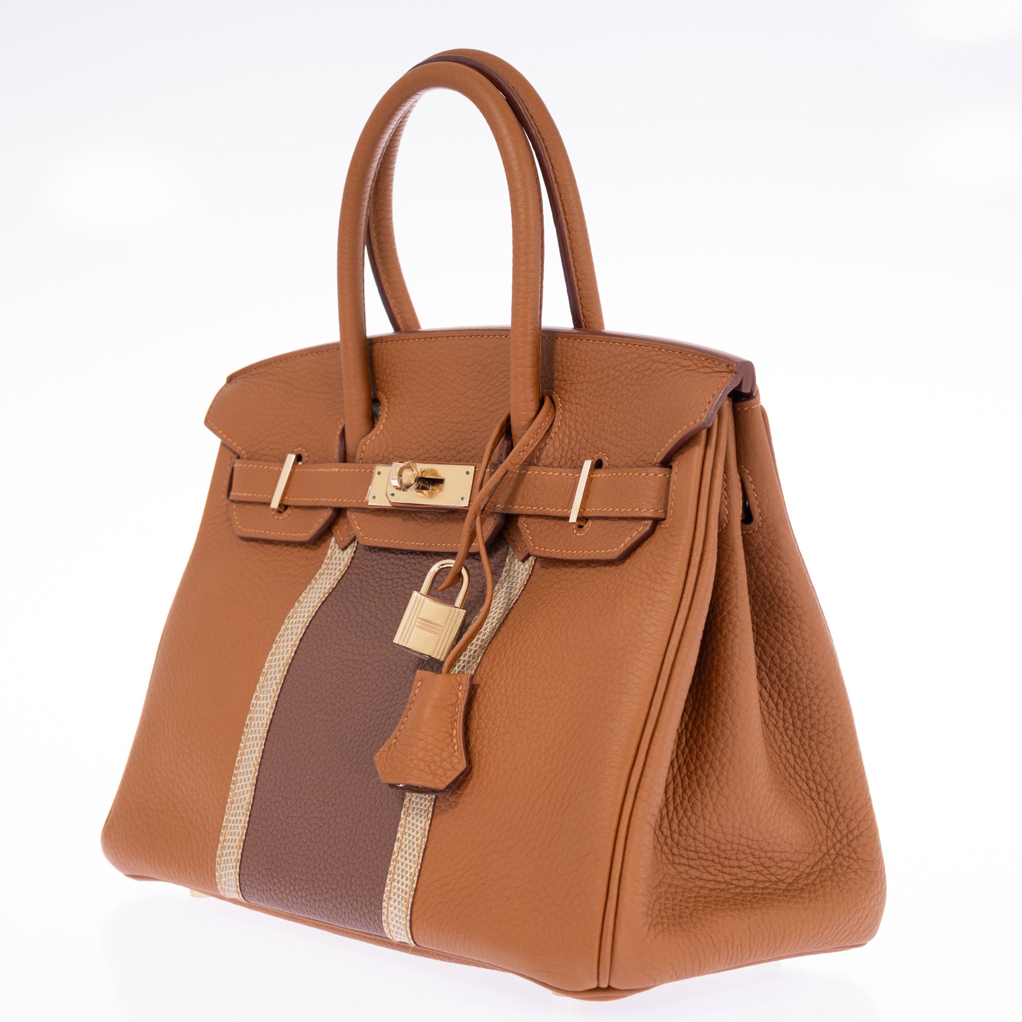Hermès Club Birkin 30 Gold Clémence Marron d'Inde Ficelle Lizard Permabrass Hardware