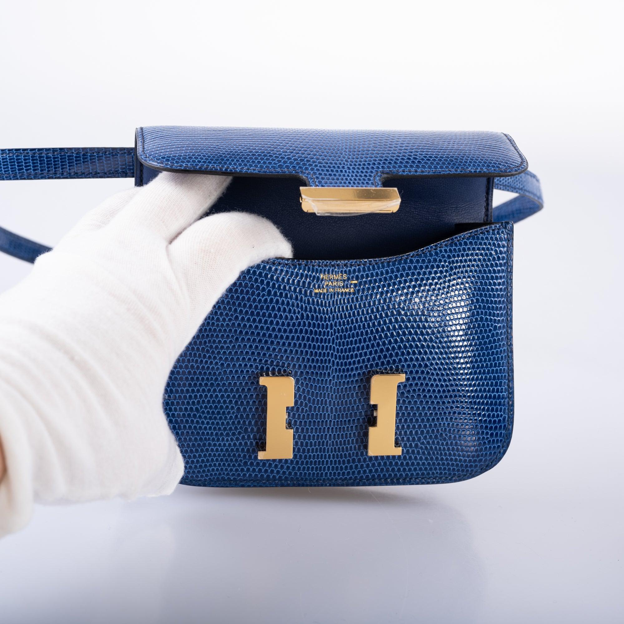 Hermès Constance 14 Micro Bleu Saphir Niloticus Lizard Gold Hardware