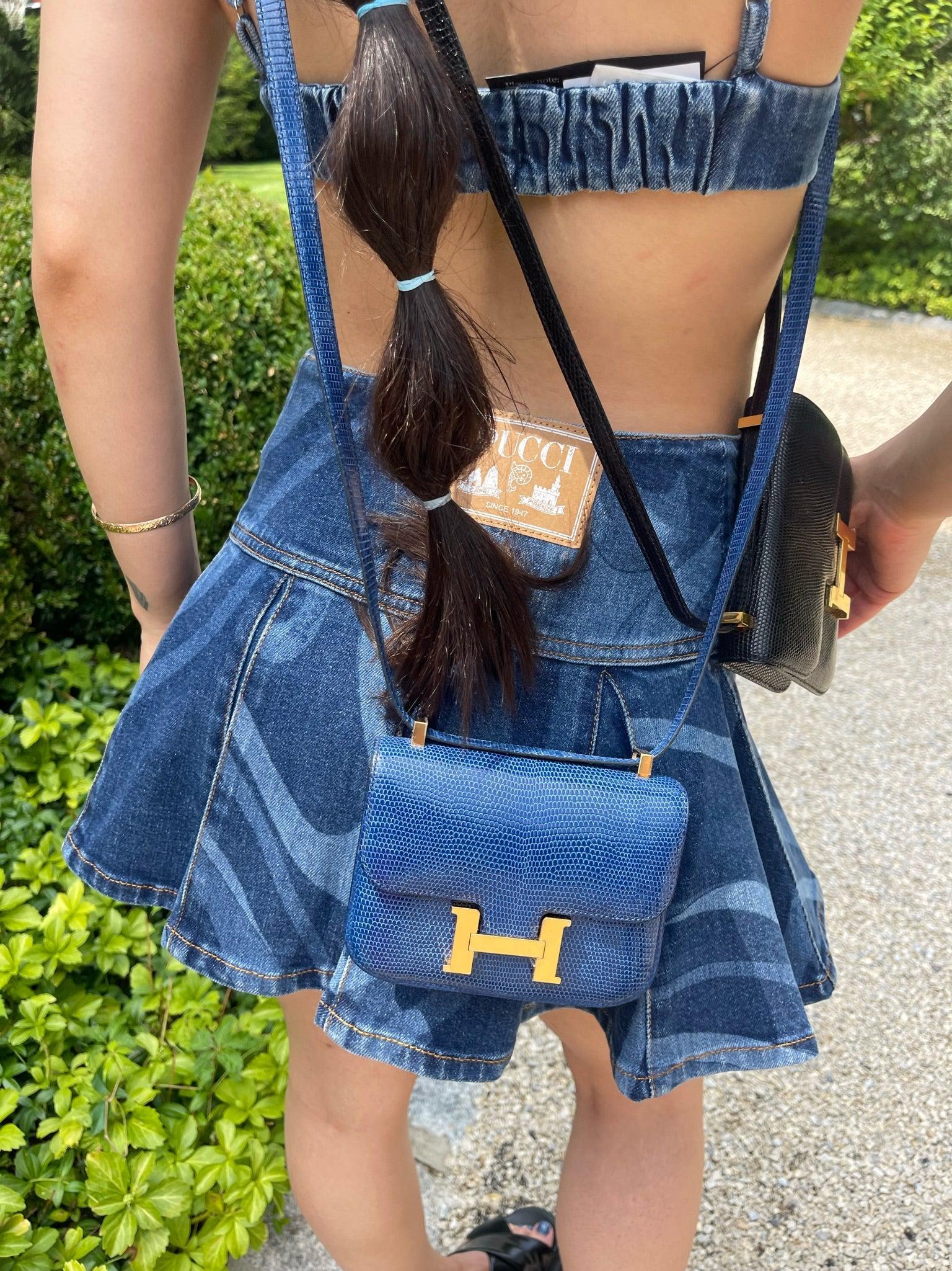 Hermès Constance 14 Micro Bleu Saphir Niloticus Lizard Gold Hardware