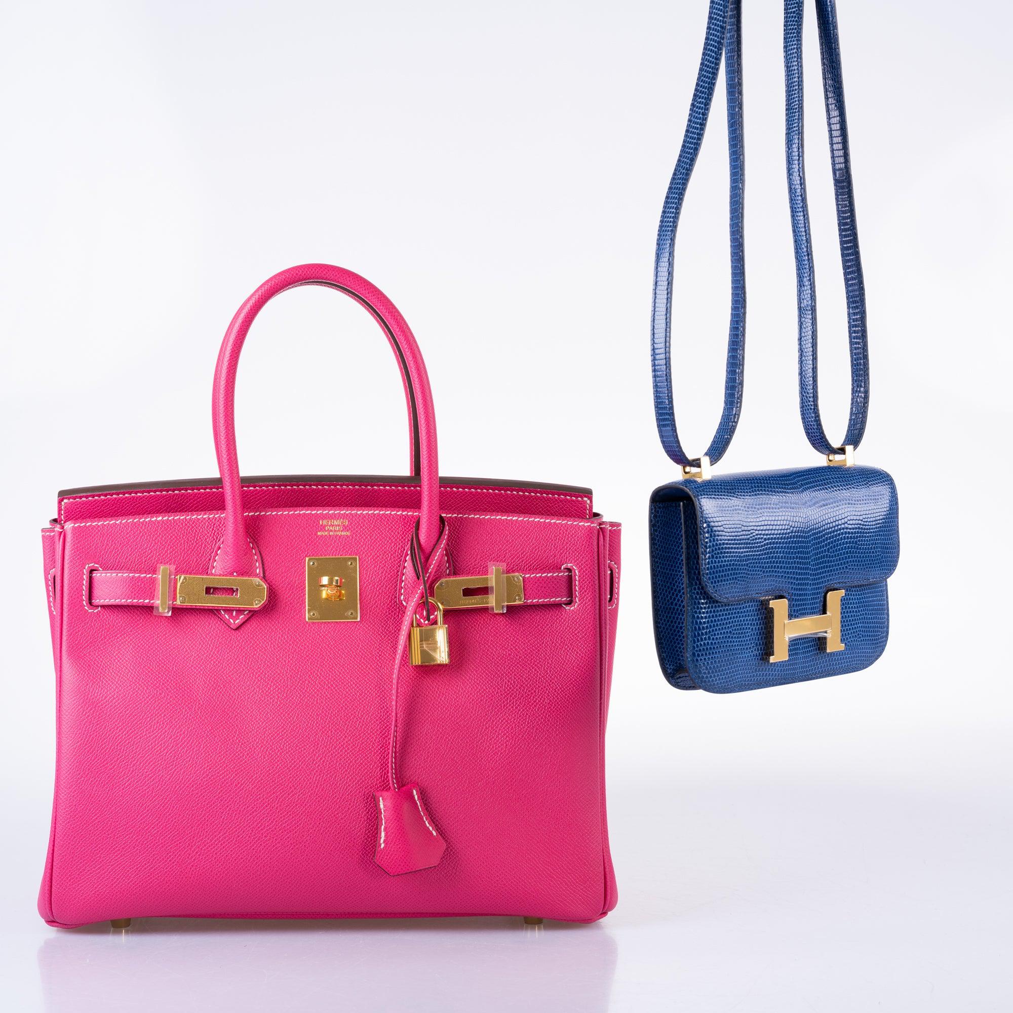 Hermès Constance 14 Micro Bleu Saphir Niloticus Lizard Gold