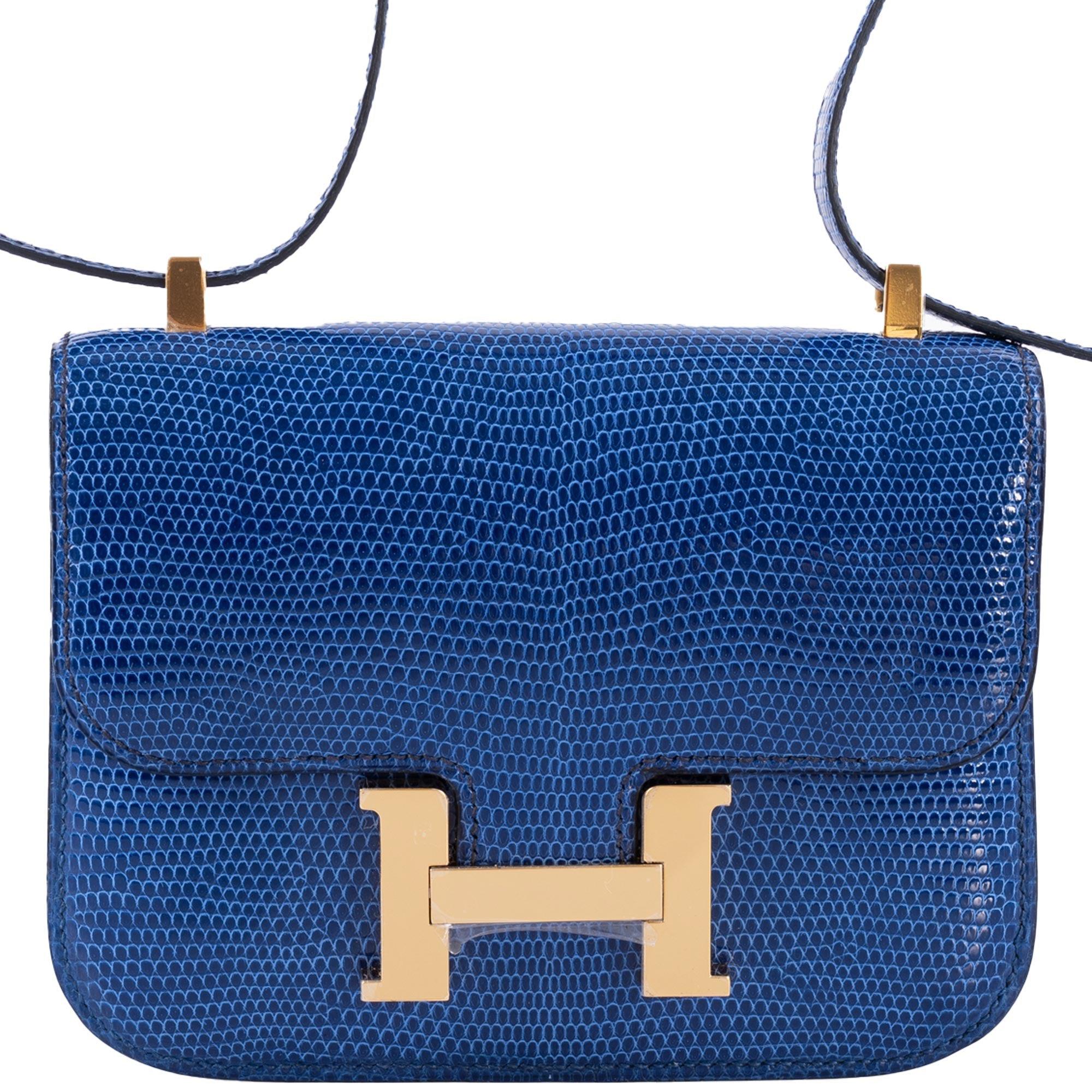 Hermès Constance 14 Micro Bleu Saphir Niloticus Lizard Gold Hardware