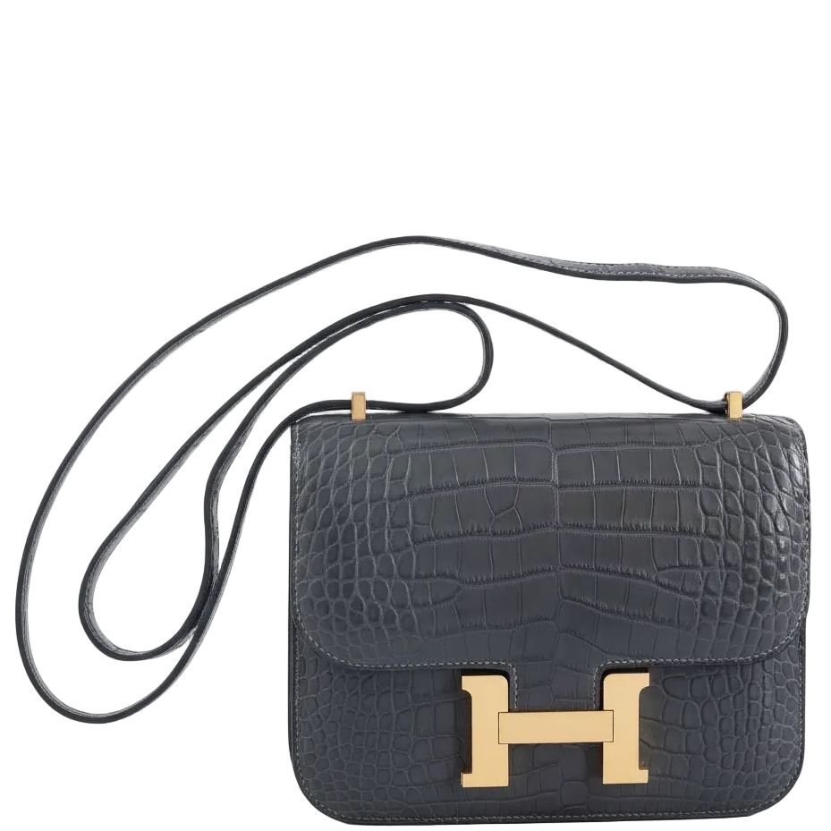 Hermès Constance 18 Graphite Matte Alligator Gold Hardware
