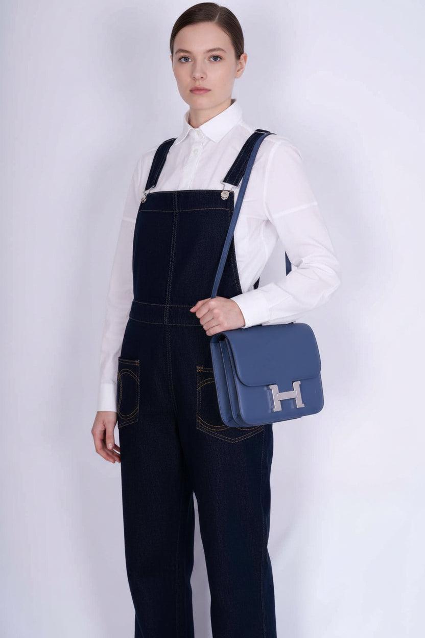 Hermès Constance 24 Bleu Brighton Evercolor Palladium Hardware