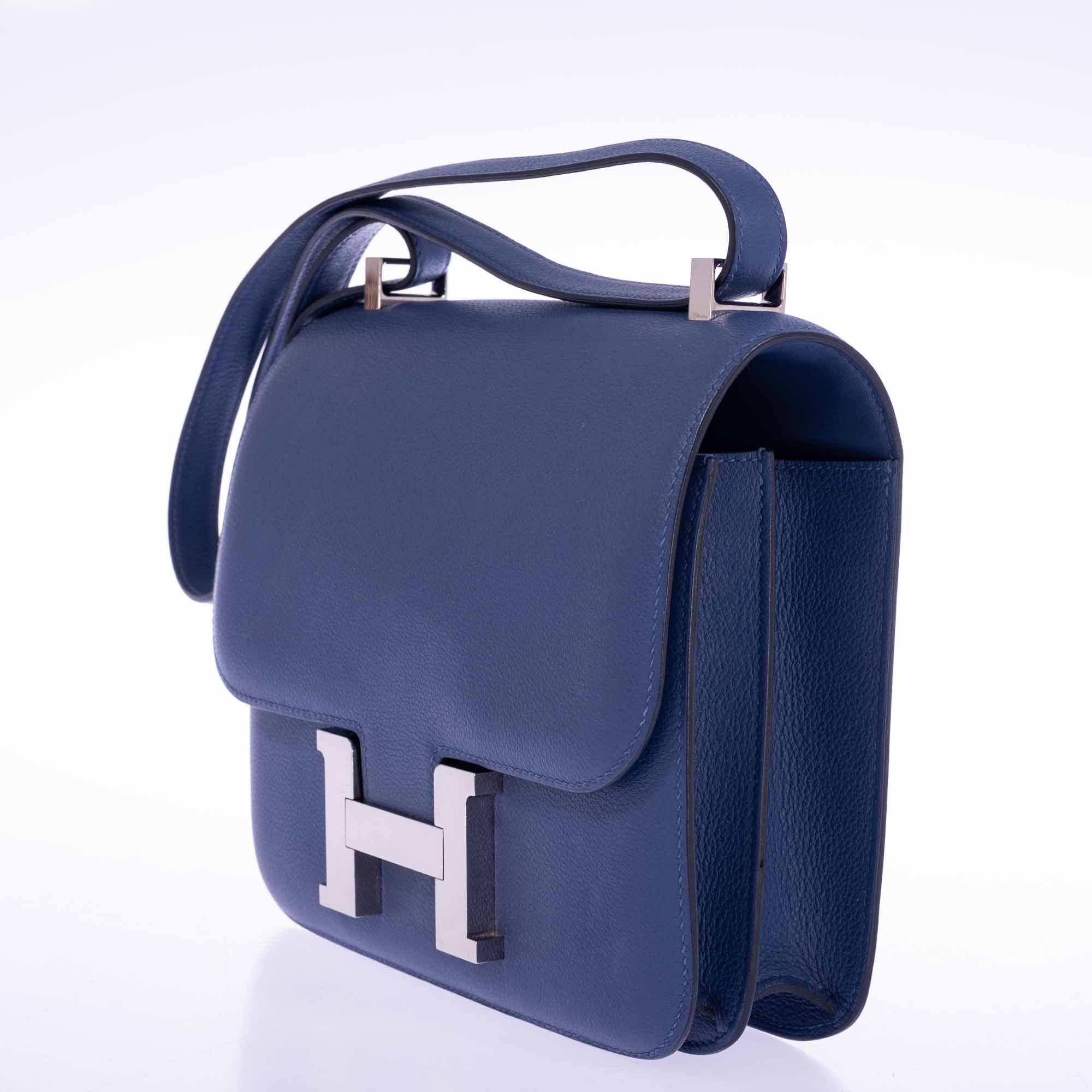 Hermès Constance 24 Bleu Brighton Evercolor Palladium Hardware