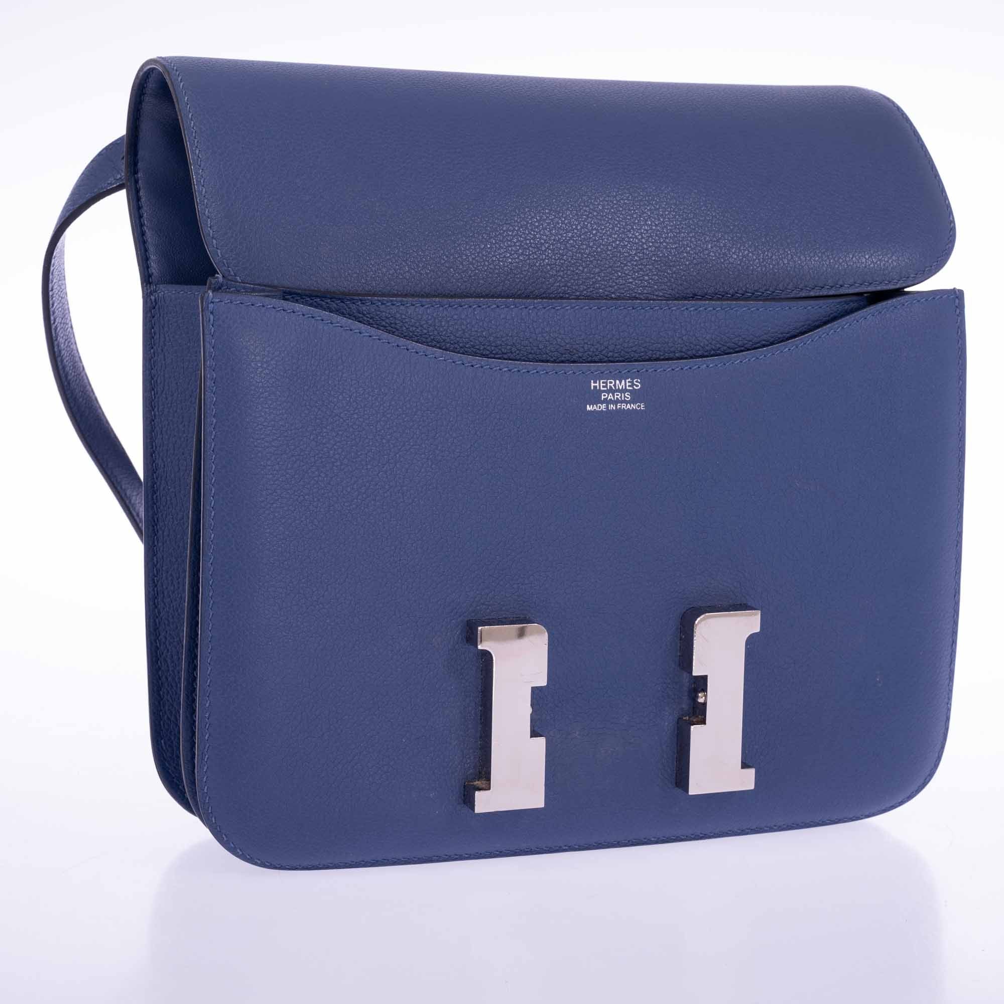Hermès Constance 24 Bleu Brighton Evercolor Palladium Hardware