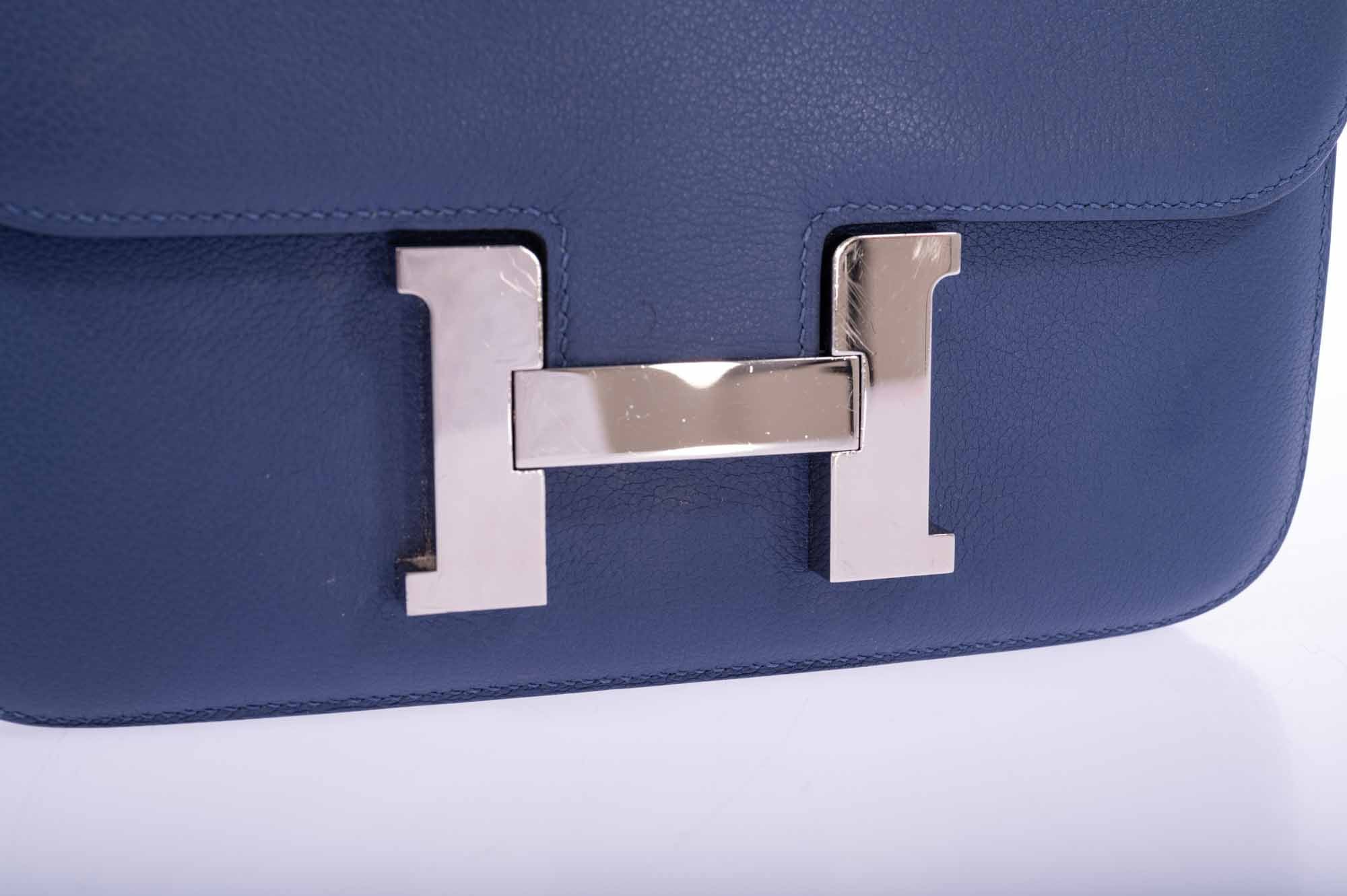 Hermès Constance 24 Bleu Brighton Evercolor Palladium Hardware