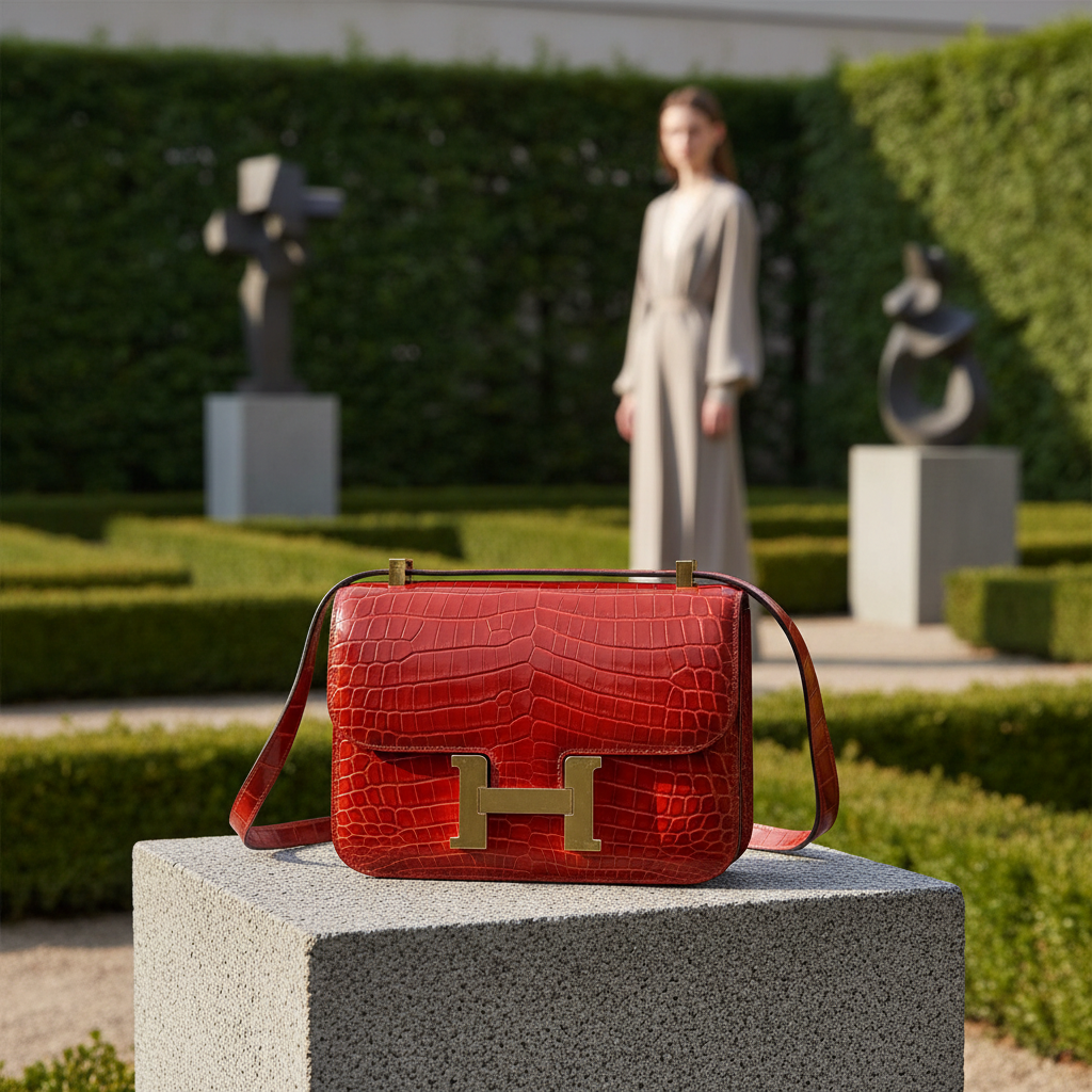 Hermès Constance 24 Rouge H Shiny Niloticus Crocodile Gold Hardware