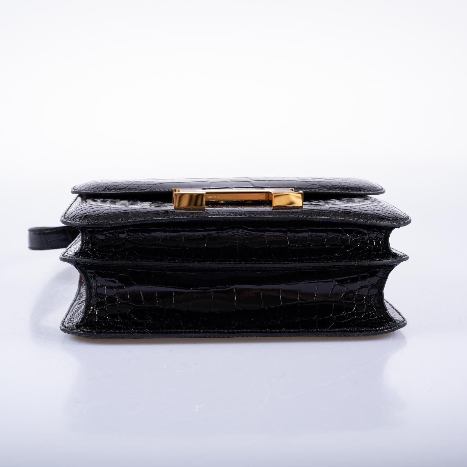 Hermès Constance 24 Verso Noir Shiny Alligator Rouge H Interior Gold Hardware
