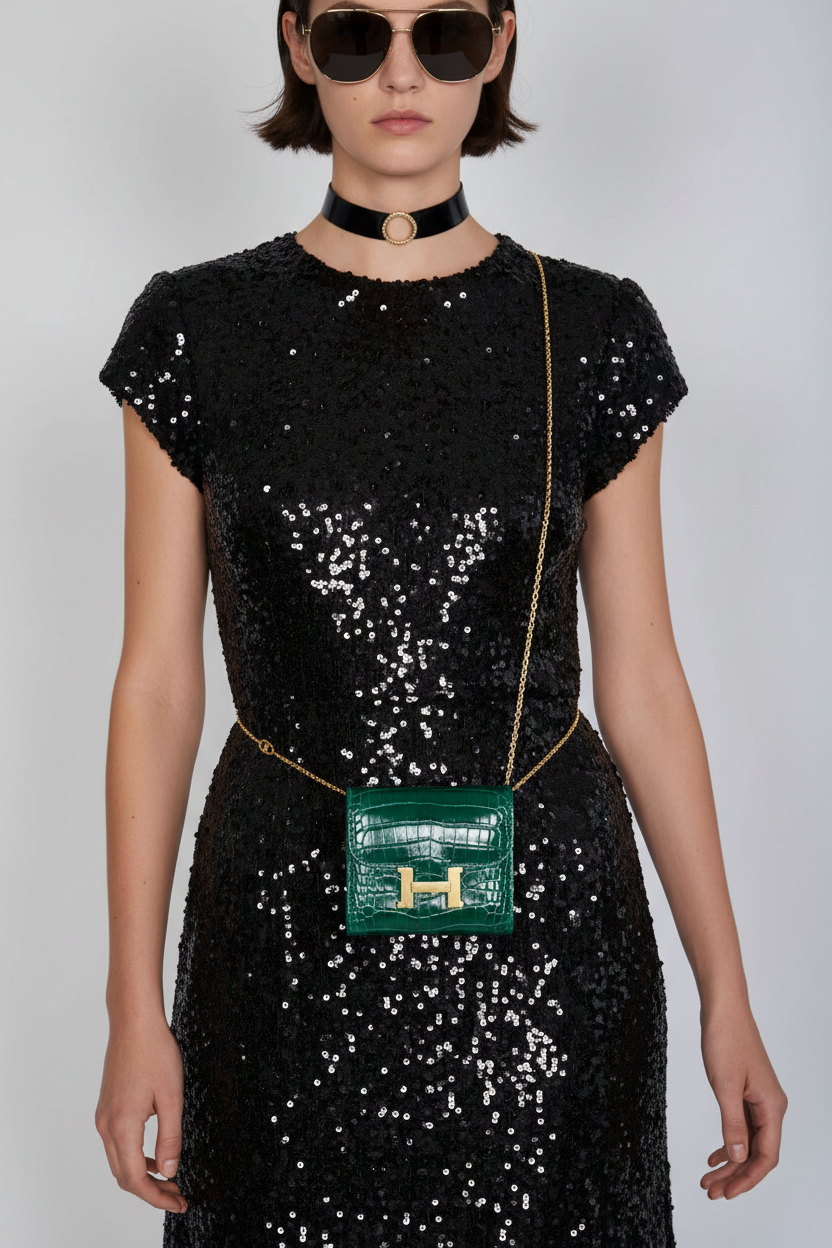 Hermès Constance Compact Wallet Vert Emerald Alligator Gold Hardware