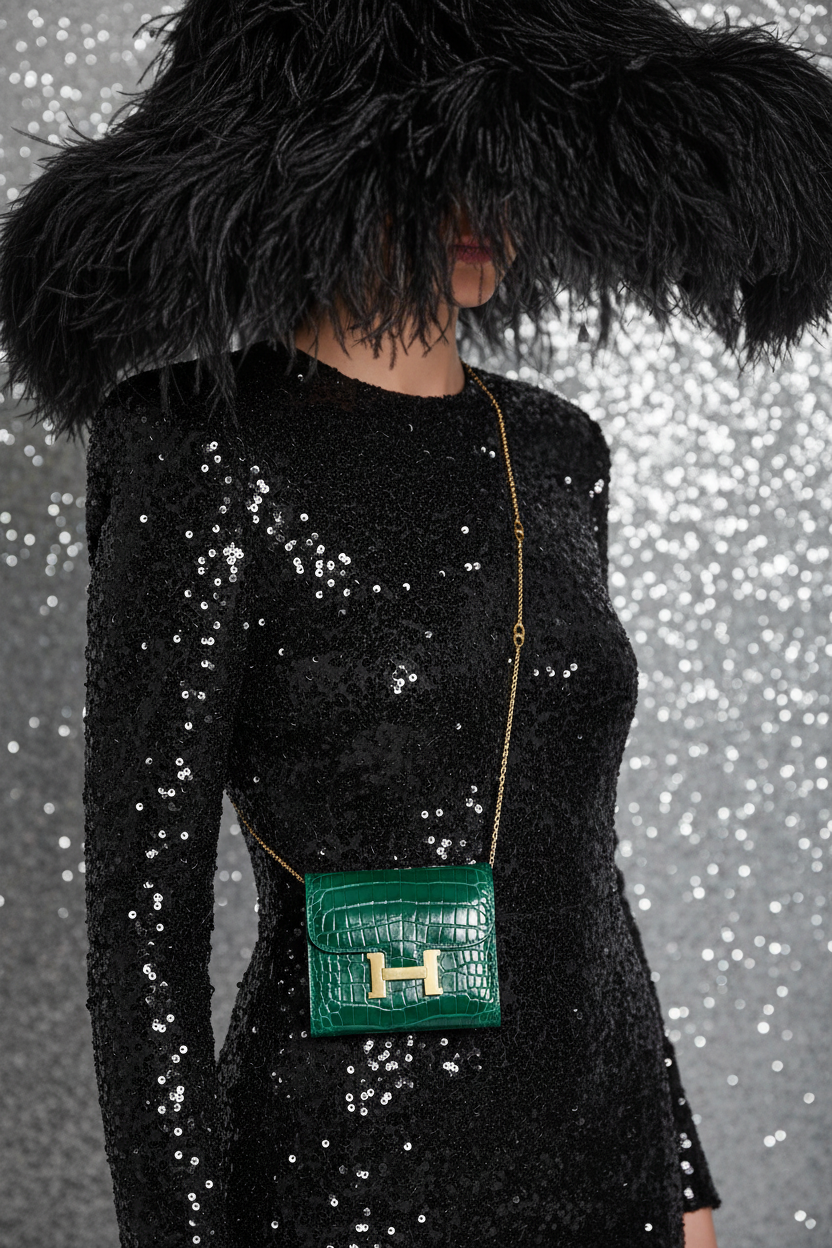 Hermès Constance Compact Wallet Vert Émeraude Alligator Gold Hardware