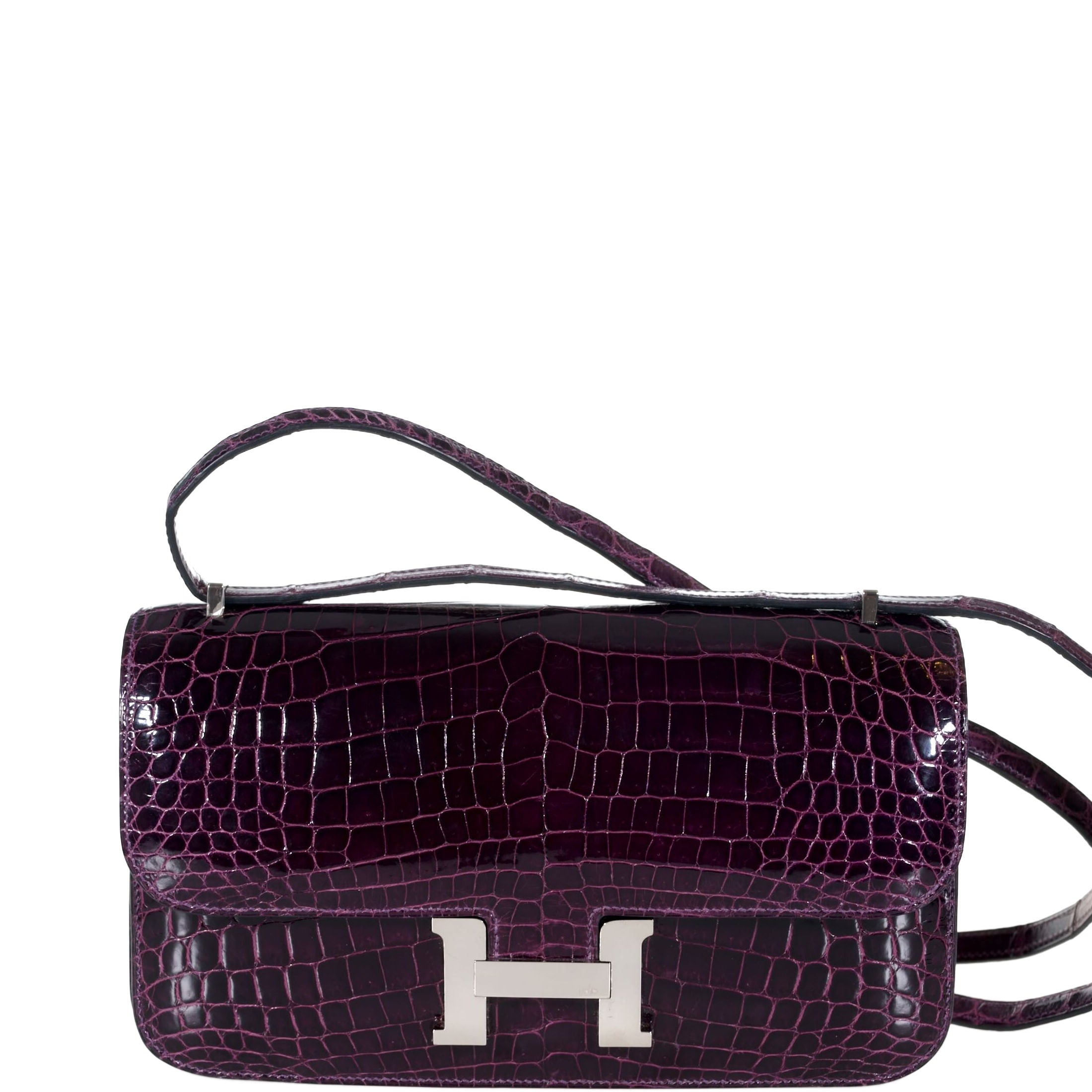 Hermès Constance Elan 25 Amethyst Shiny Niloticus Crocodile Palladium Hardware