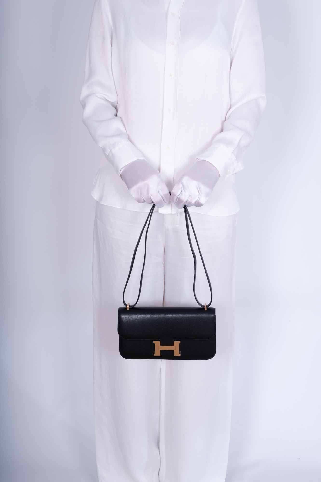 Hermès Constance Elan 29 Black Chèvre Gold Hardware