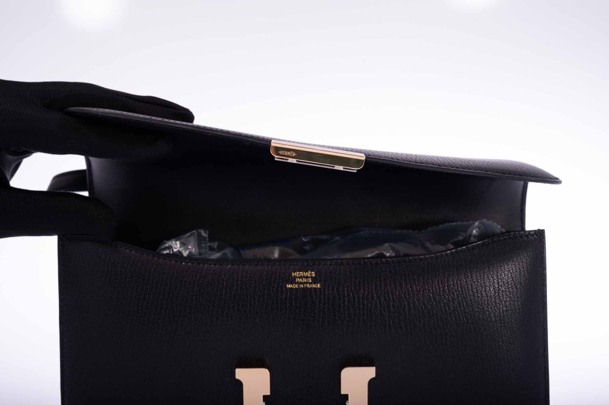 Hermès Constance Elan 29 Black Chèvre Gold Hardware