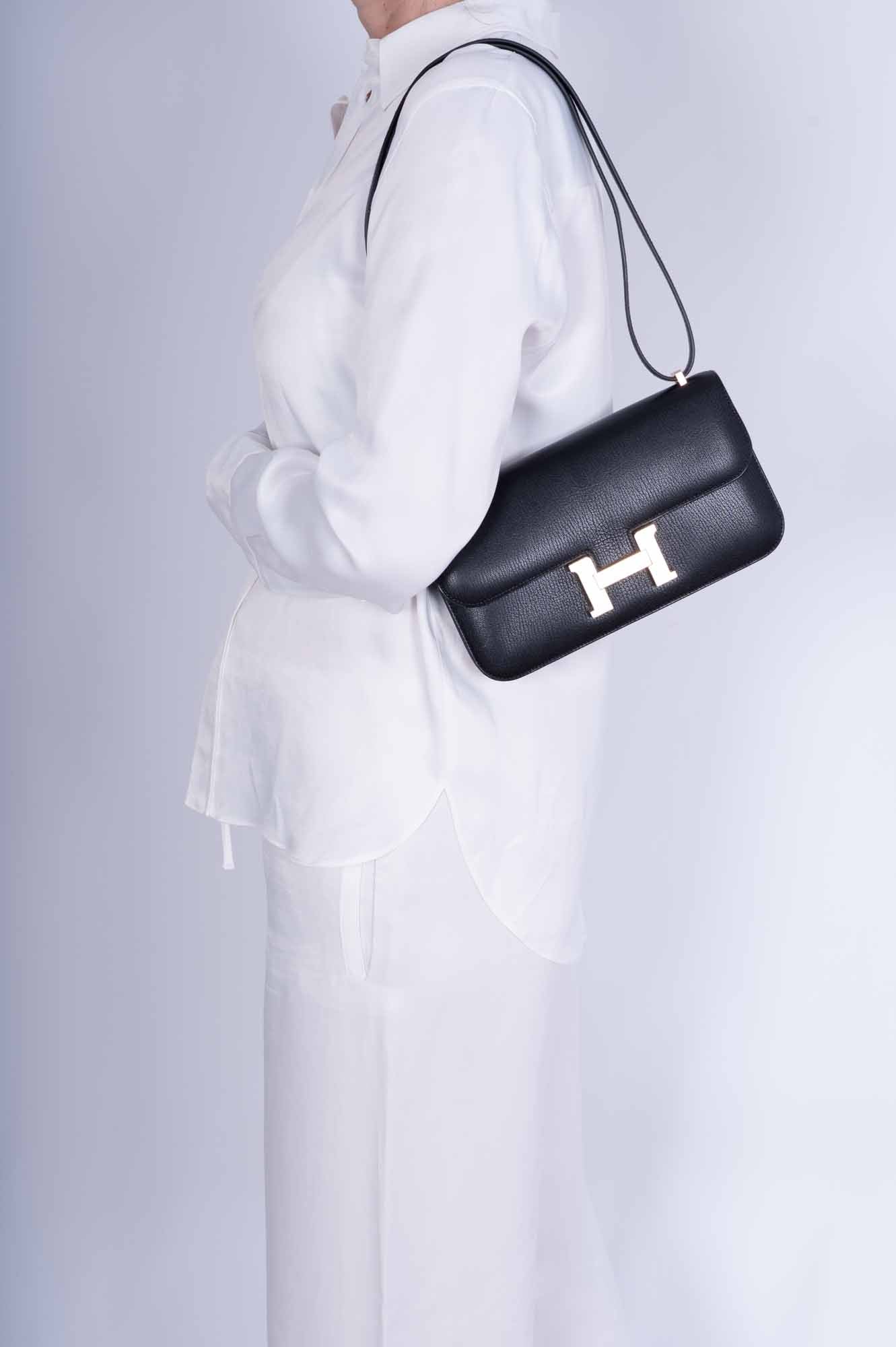 Hermès Constance Elan 29 Black Chèvre Permabrass Hardware