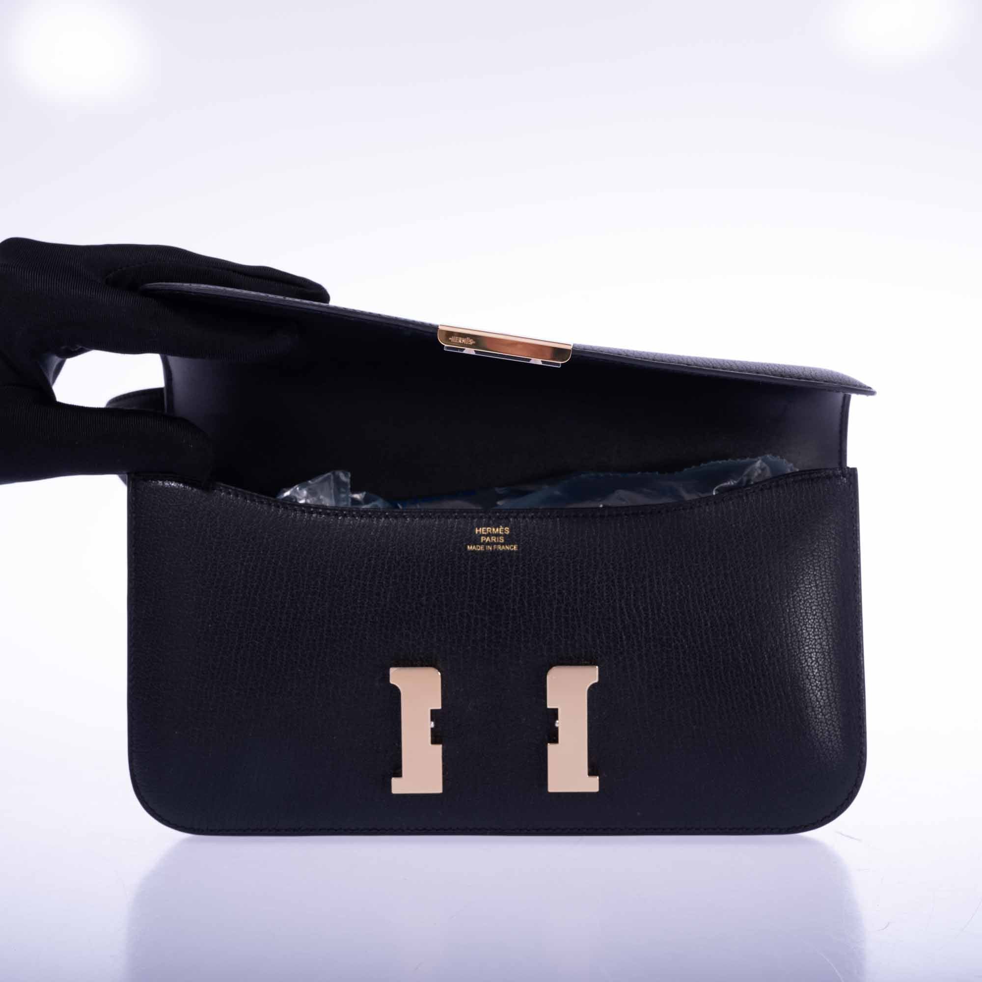 Hermès Constance Elan 29 Black Chèvre Permabrass Hardware