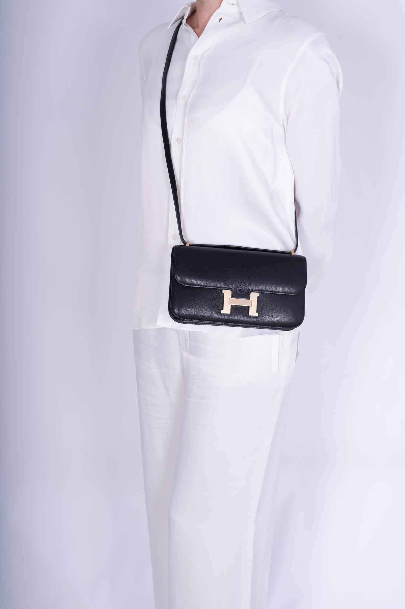 Hermès Constance Elan 29 Black Chèvre Permabrass Hardware