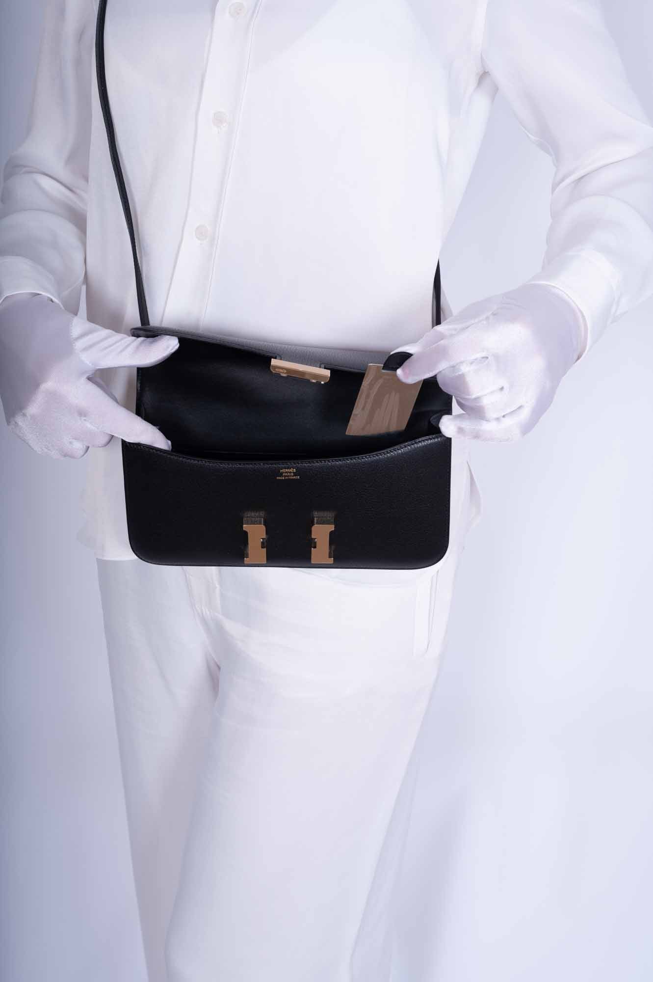 Hermès Constance Elan Noir Chèvre Chamkila Permabrass Hardware