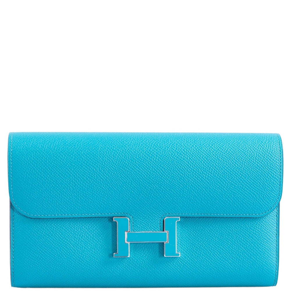 Hermès Constance Long Wallet Blue Paon Epsom Gold Hardware