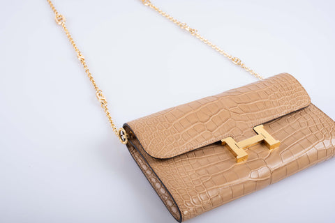 Hermès Constance Long Wallet Chai Matte Alligator Gold Hardware