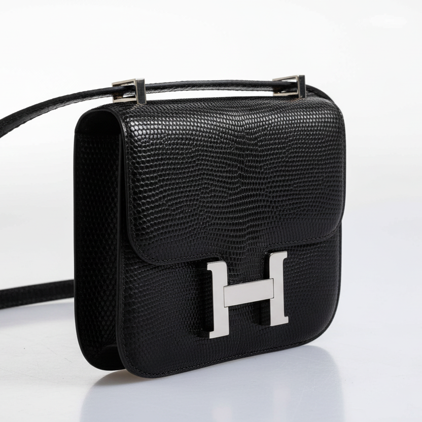 Hermès Constance Micro 14 Noir Lizard Palladium Hardware