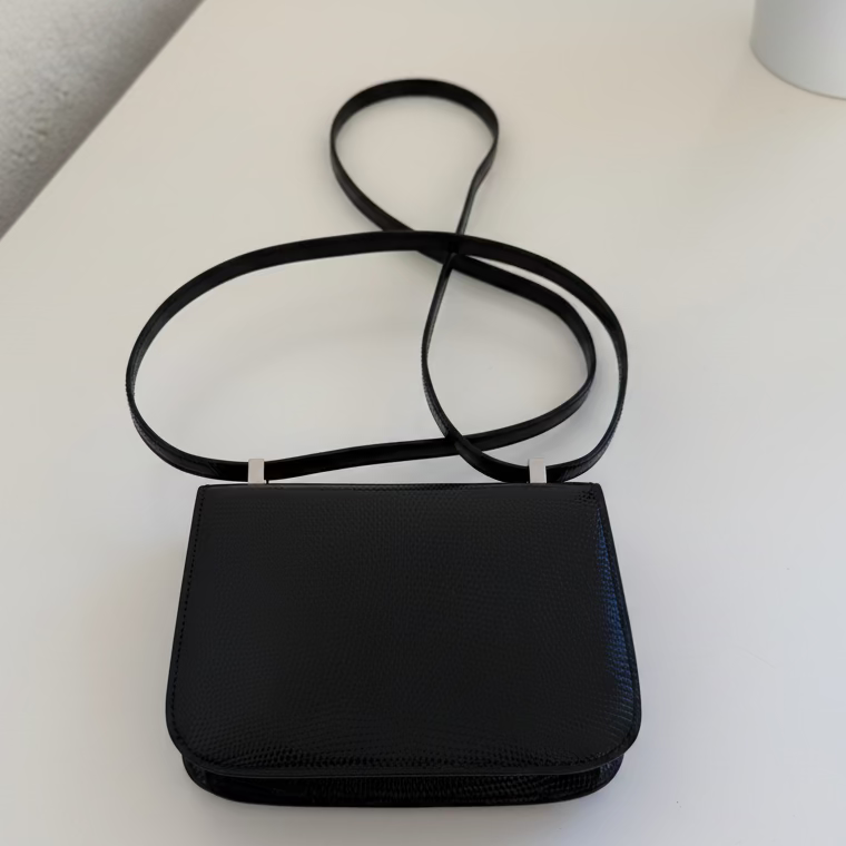 Hermès Constance Micro 14 Noir Lizard Palladium Hardware