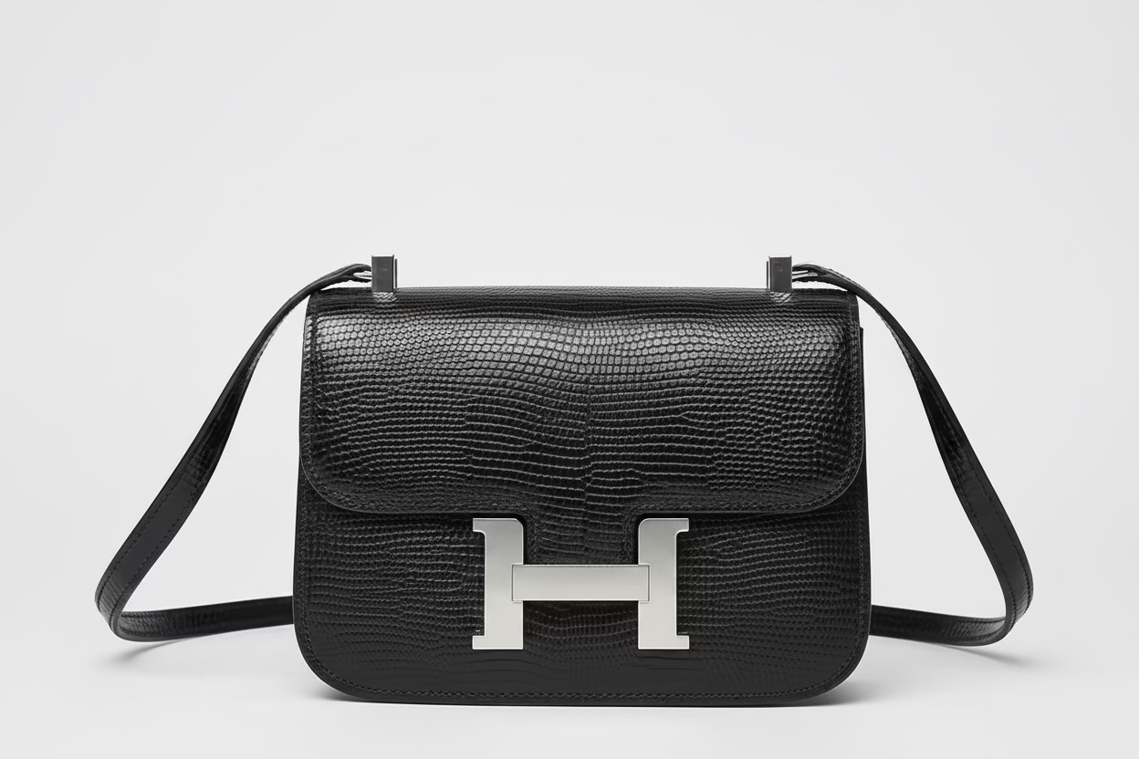 Hermès Constance Micro 14 Noir Lizard Palladium Hardware
