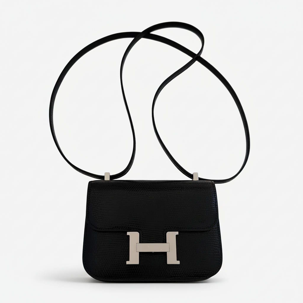 Hermès Constance Micro 14 Noir Lizard Palladium Hardware