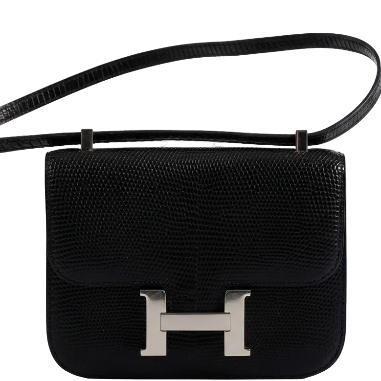 Hermès Constance Micro 14 Noir Lizard Palladium Hardware