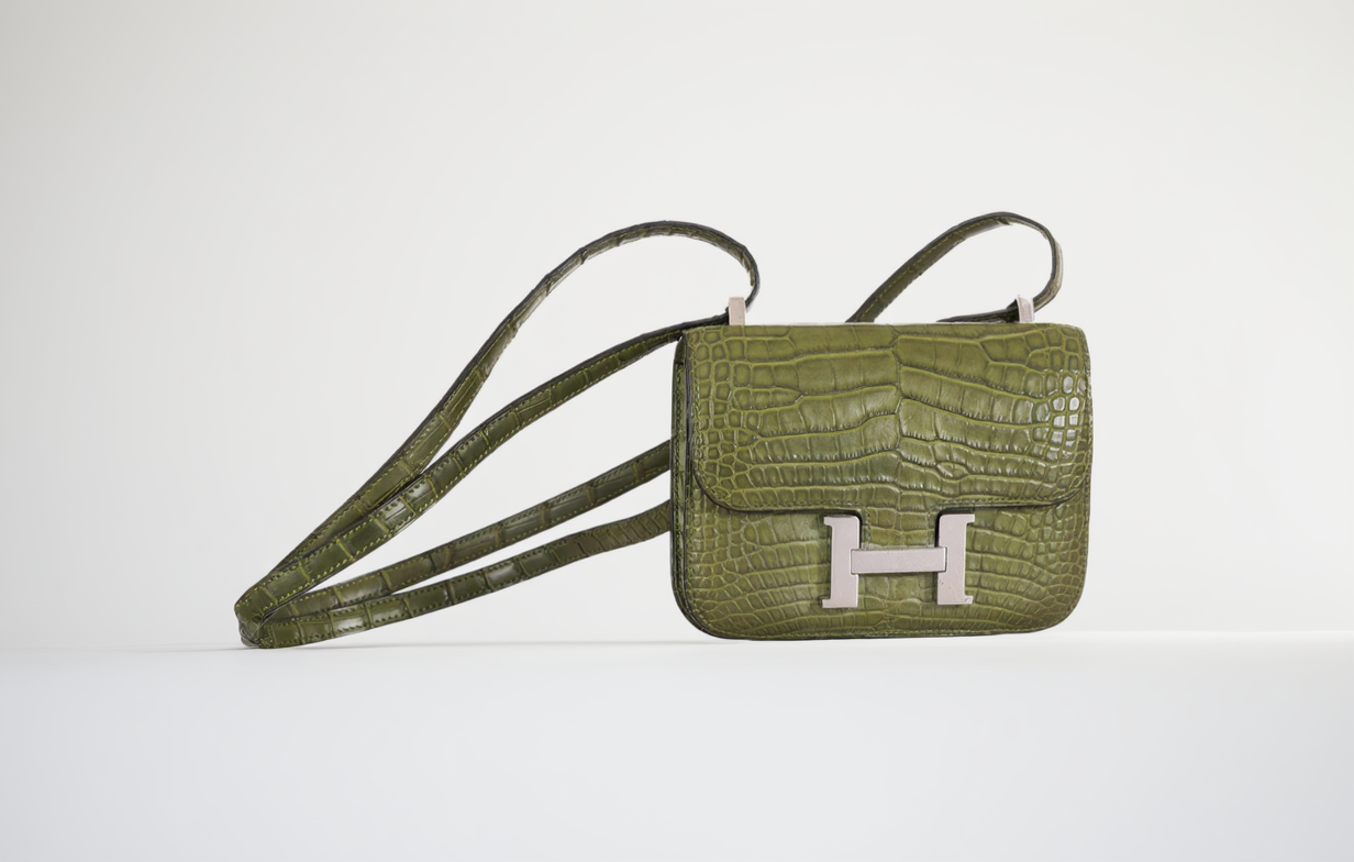 Hermès Constance Micro 14 Pelouse Matte Alligator Palladium Hardware