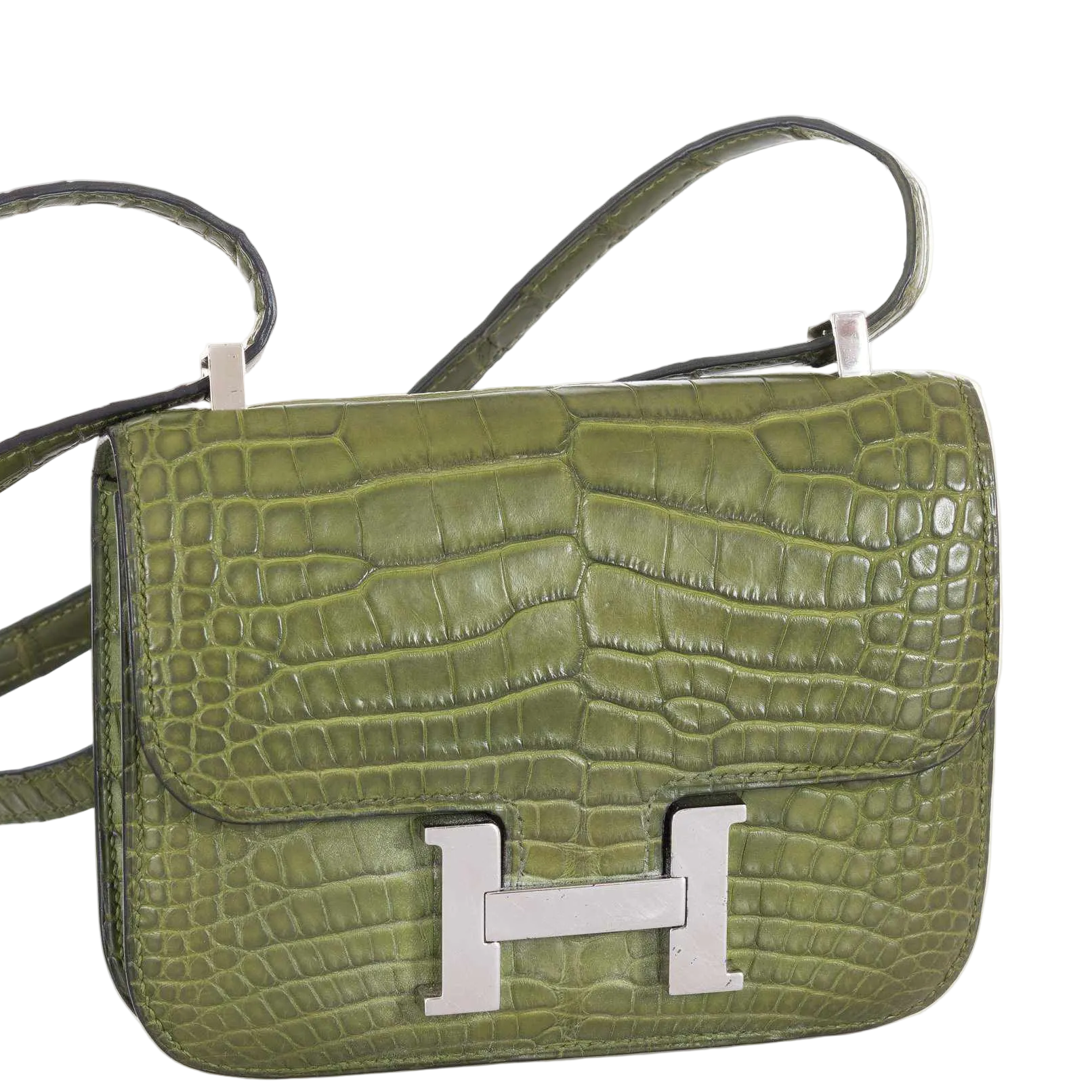 Hermès Constance Micro 14 Pelouse Matte Alligator Palladium Hardware
