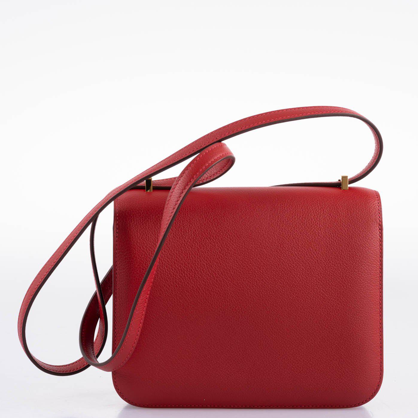 Hermès Constance Mini 18 Rouge Casaque Evercolor Gold Hardware