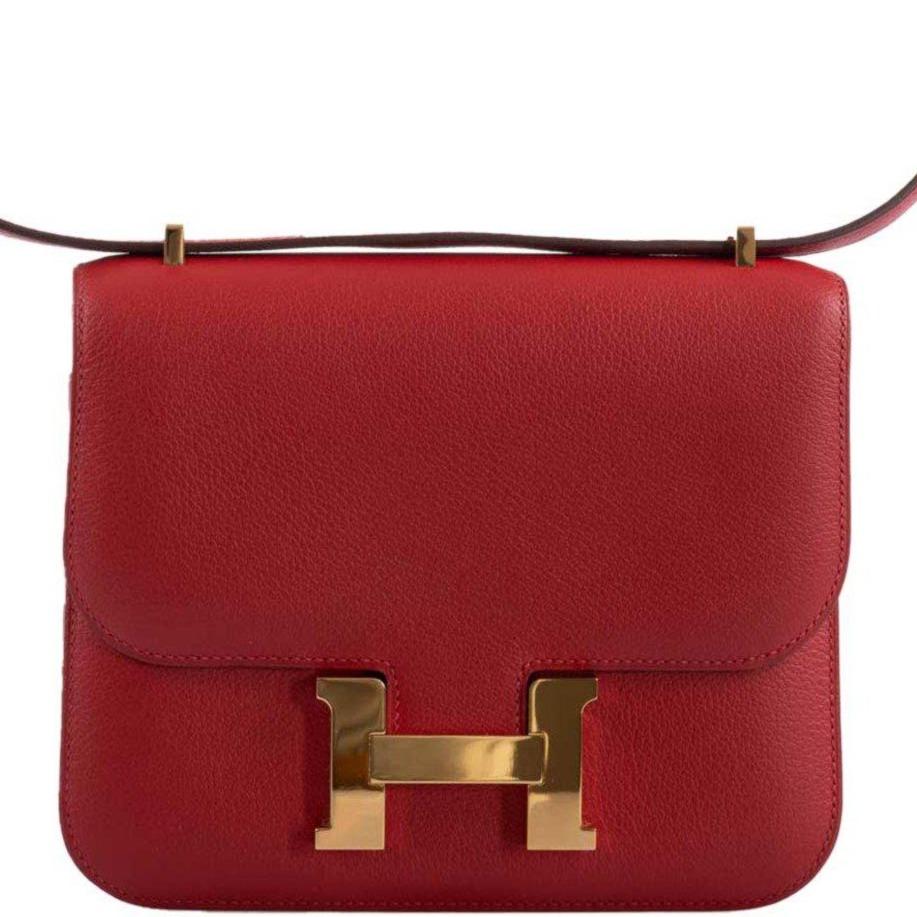 Hermès Constance Mini 18 Rouge Casaque Evercolor Gold Hardware