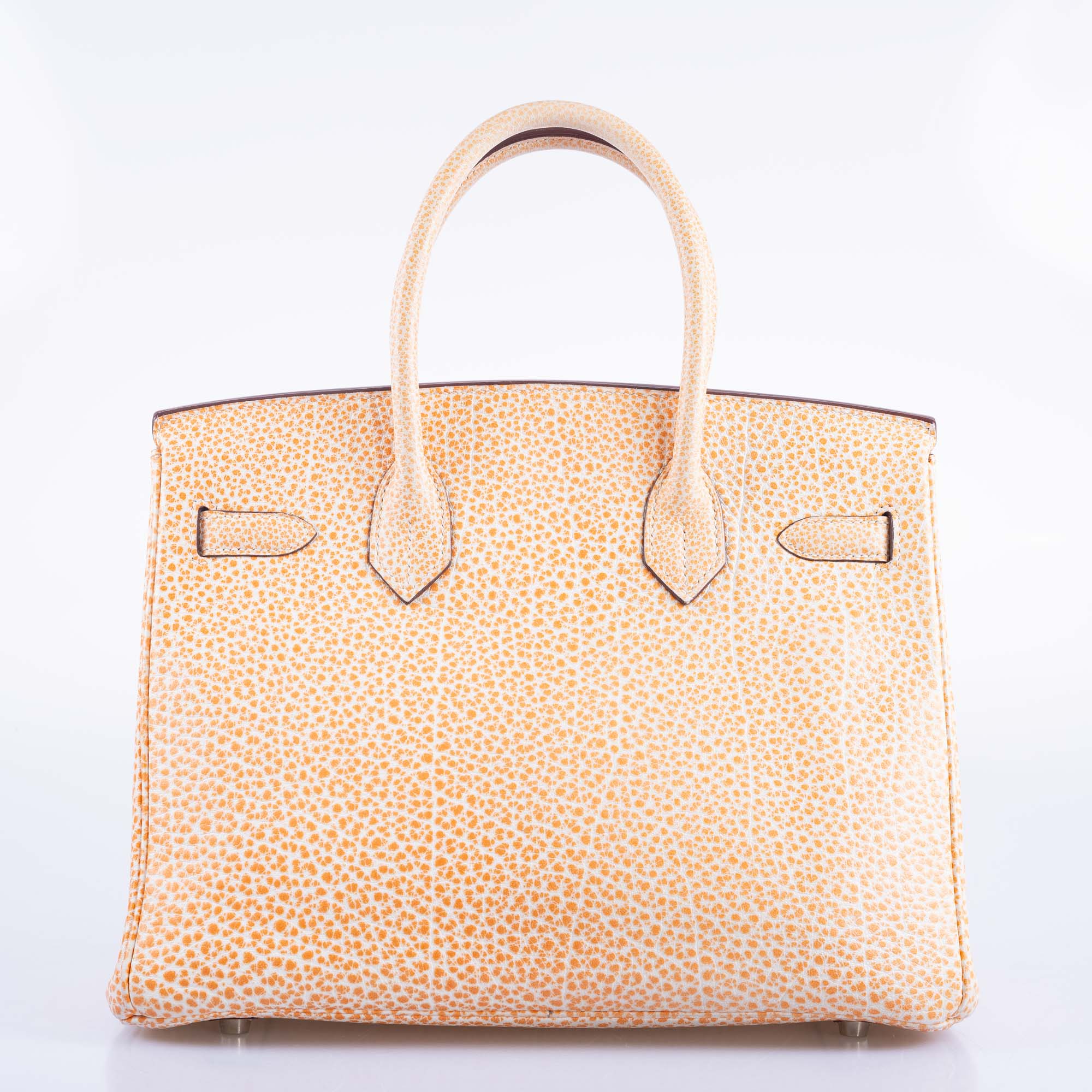 Hermès Dalmatian Birkin 30 Orange H Buffalo Palladium Hardware