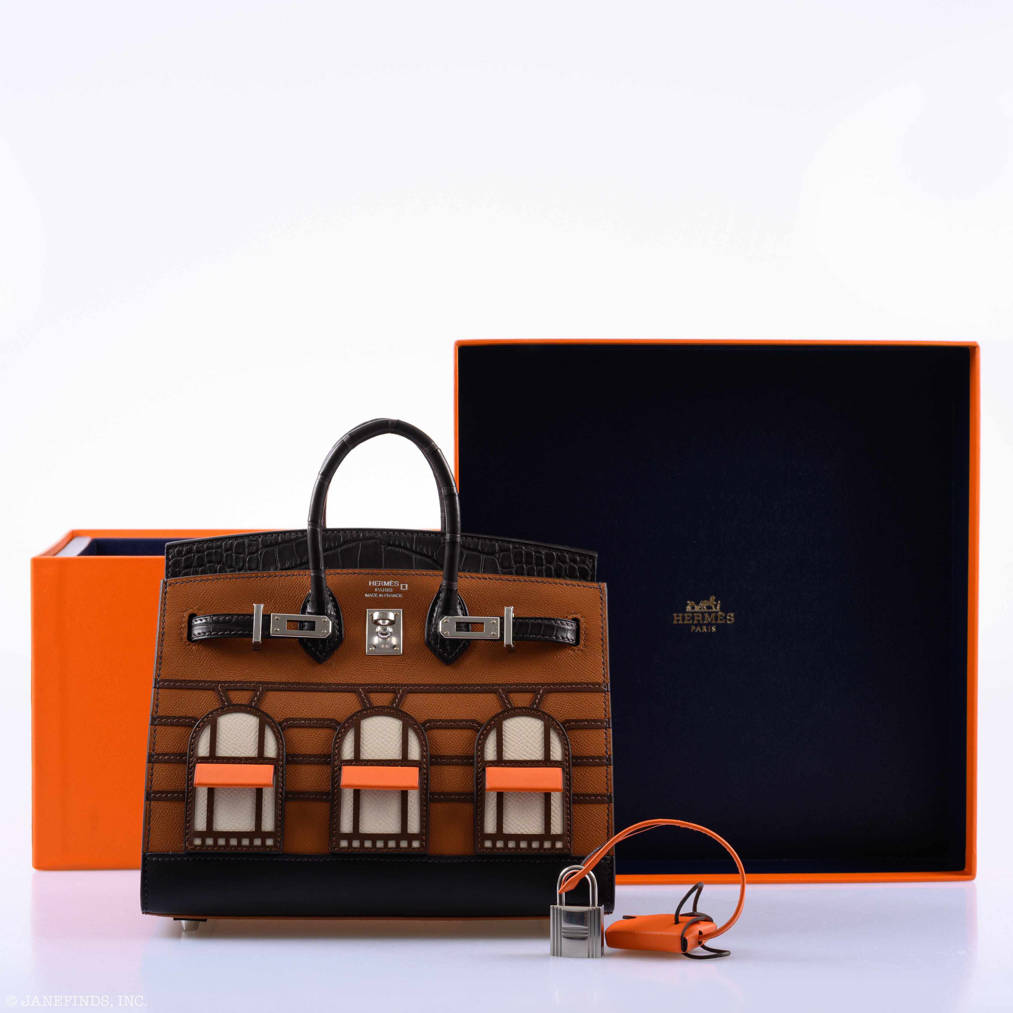 Hermès Day Faubourg Birkin 20 Sellier Gold Madame and Ebene Matte Alligator Palladium Hardware