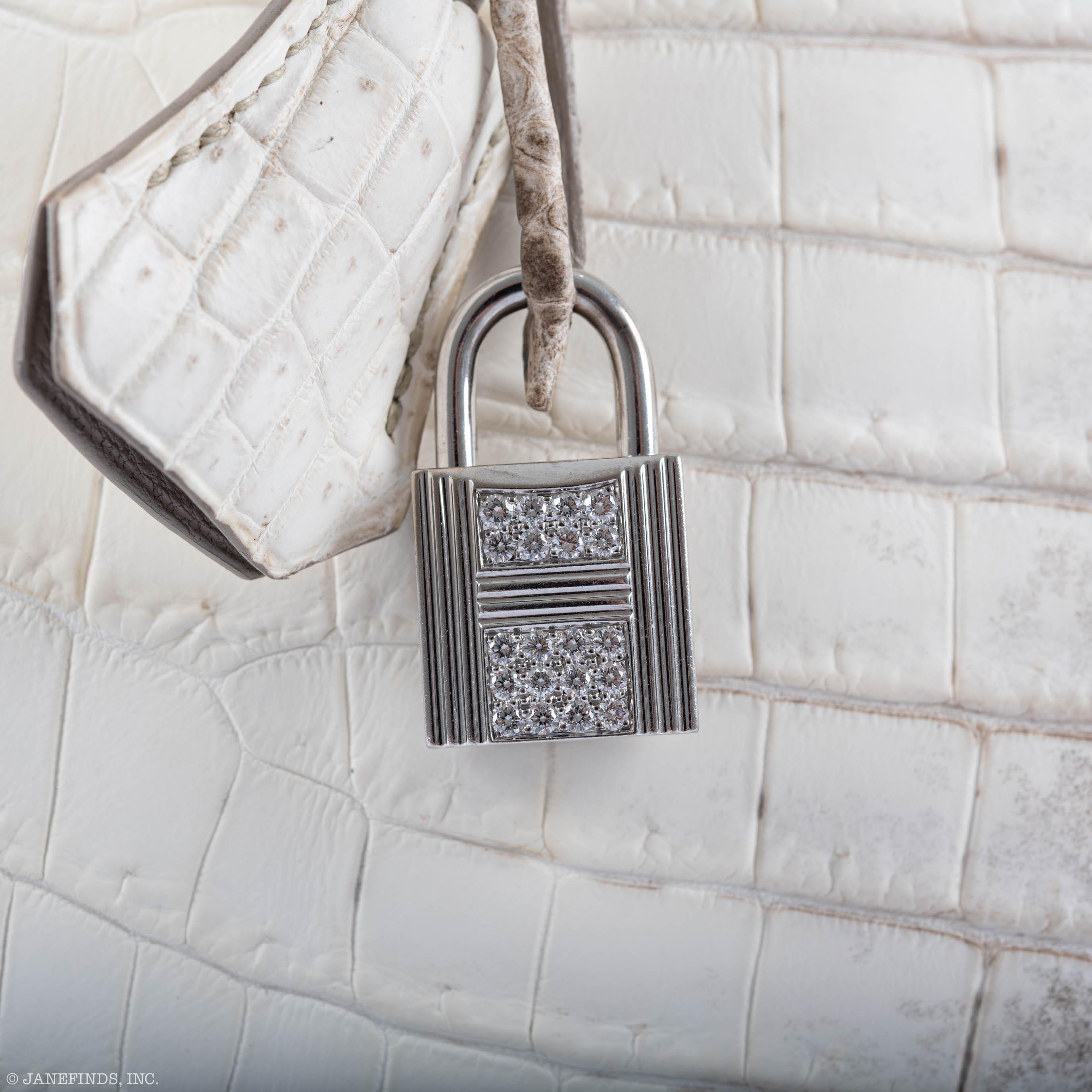 Hermes Diamond Himalaya Birkin 35 Matte Nilo Crocodile 18K White Gold Diamond Hardware